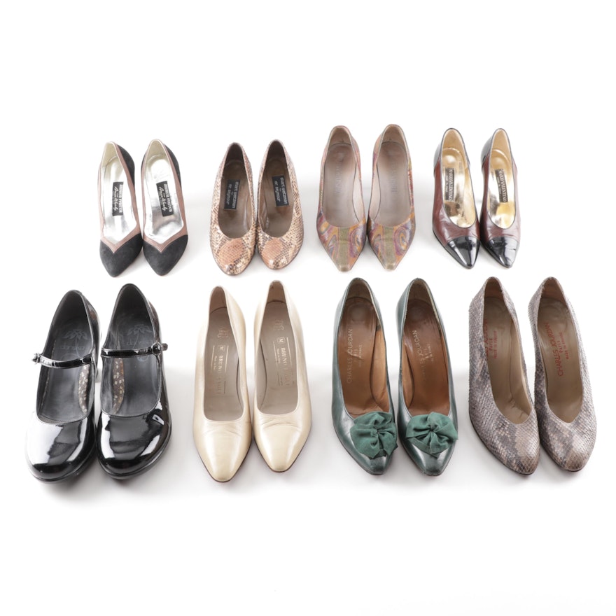 Designer Pumps Grouping Including Charles Jourdan Paris and Bruno Magli