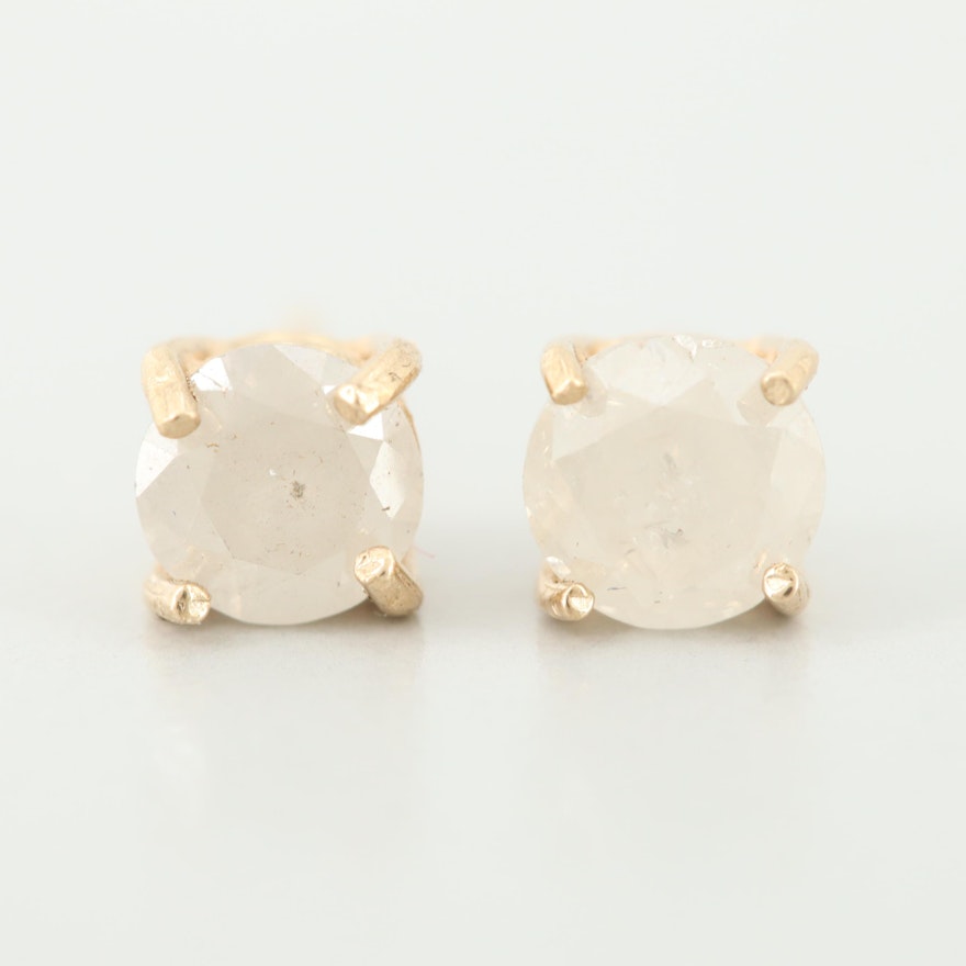 14K Yellow Gold Diamond Stud Earrings