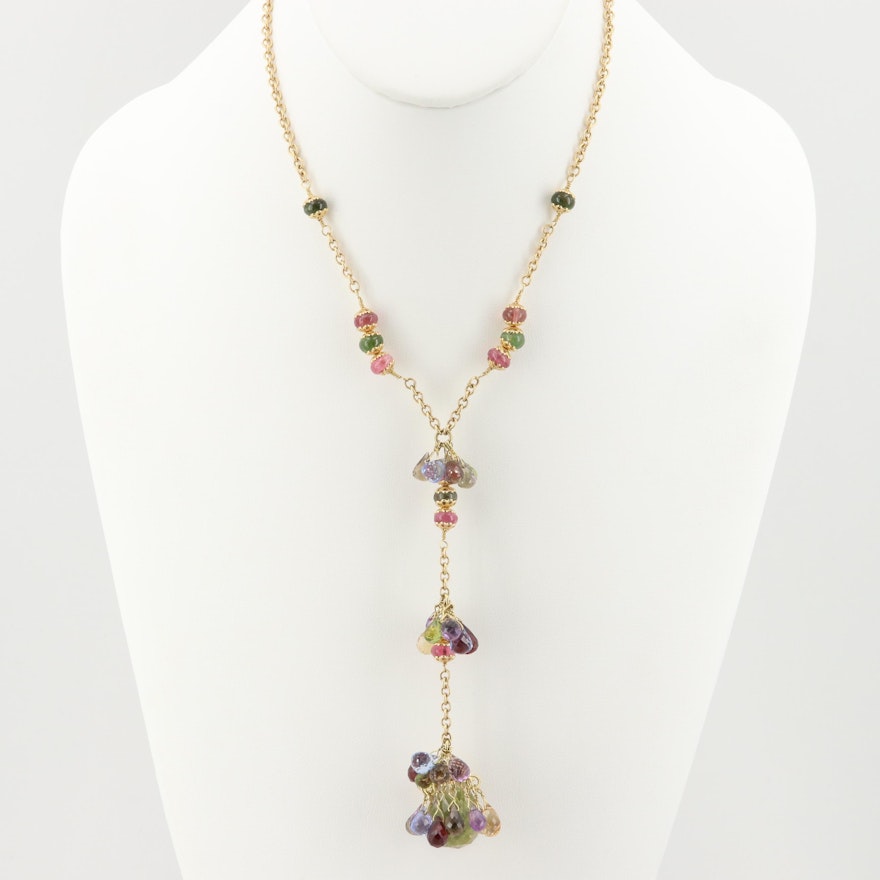 Rossi 18K Yellow Gold Mixed Gemstone Briolette Necklace
