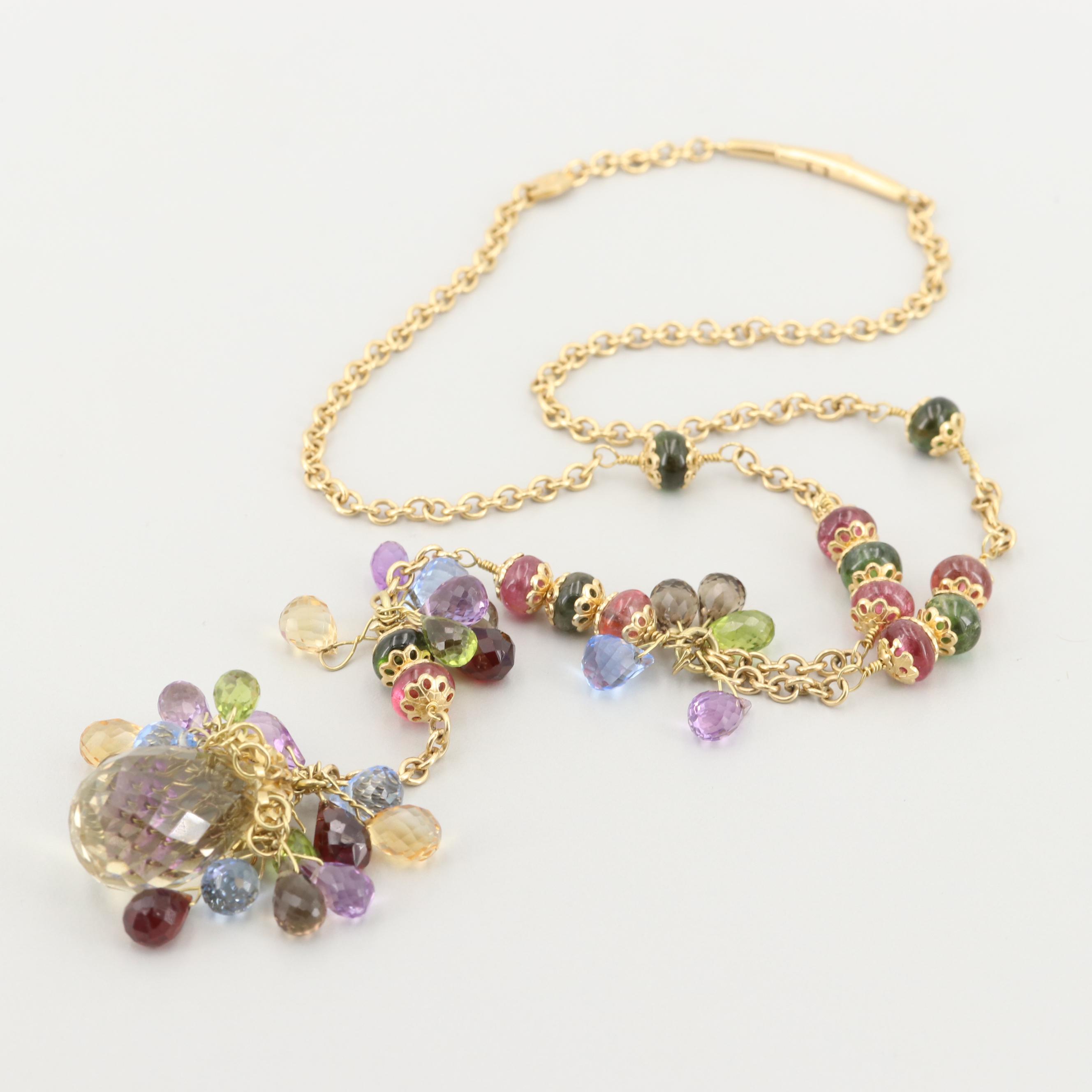 Rossi 18K Yellow Gold Mixed Gemstone Briolette Necklace