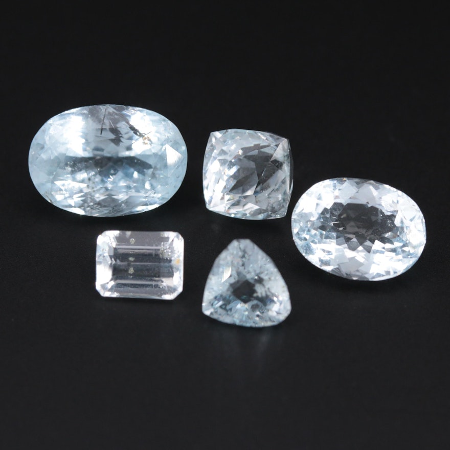 Loose 18.25 CTW Mixed Cut Aquamarine Gemstones