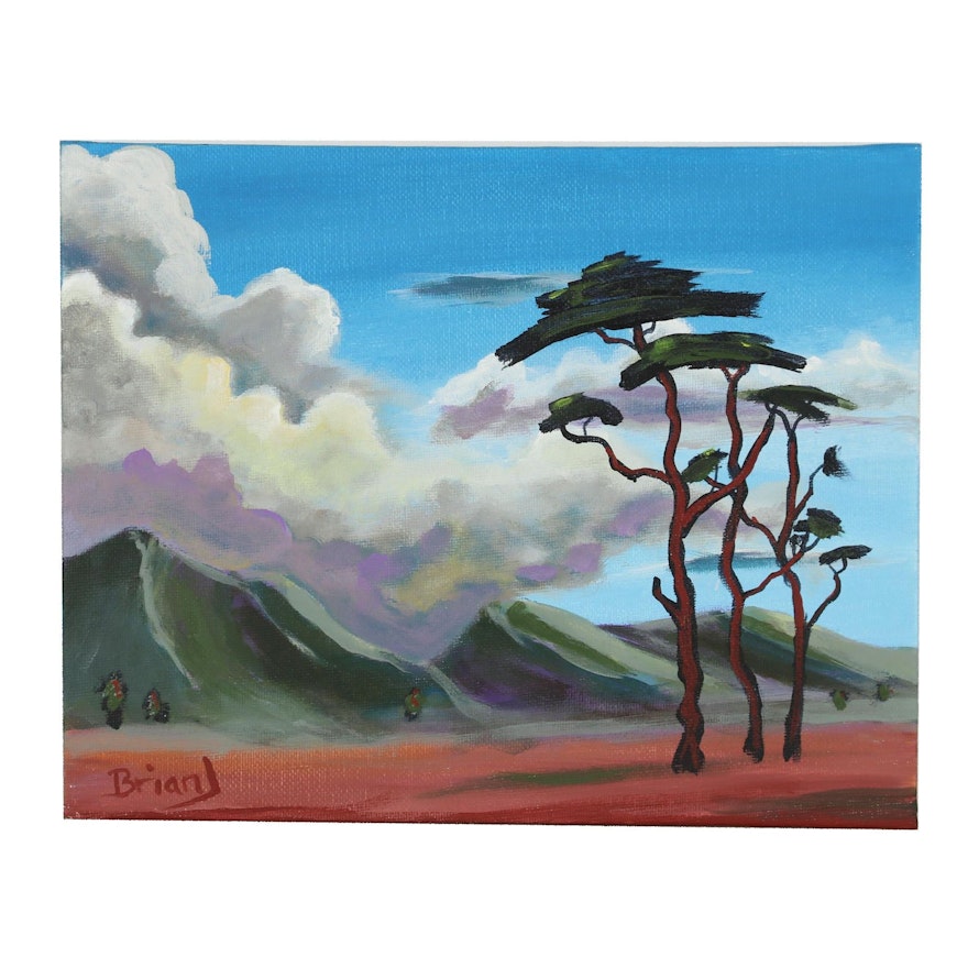 Brian Johnpeer 2019 Acrylic Painting "Three Trees"