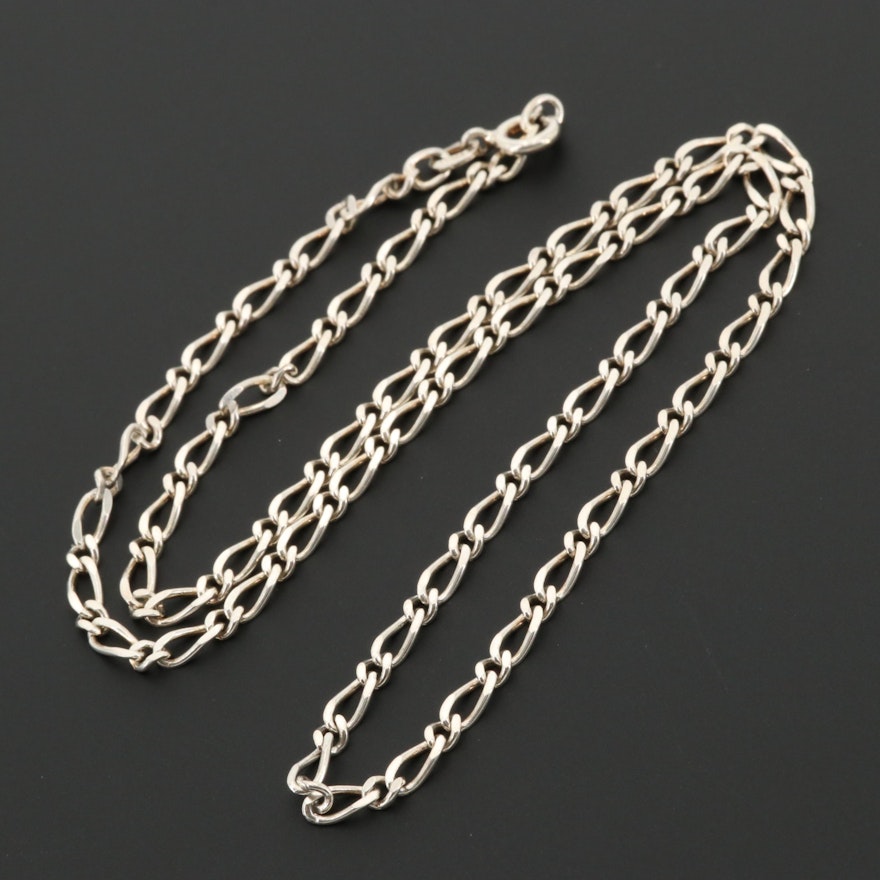 Sterling Silver Fancy Link Curb Chain Necklace