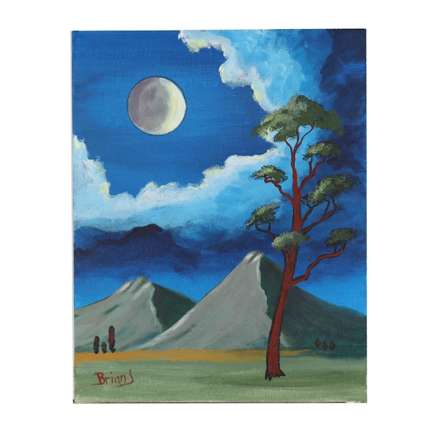 Brian Johnpeer 2019 Acrylic Painting "Full Moon"