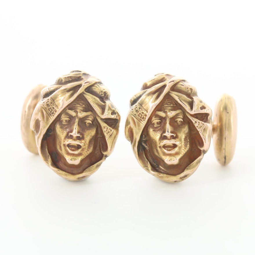 Vintage 14K and 10K Yellow Gold Figural Cufflinks