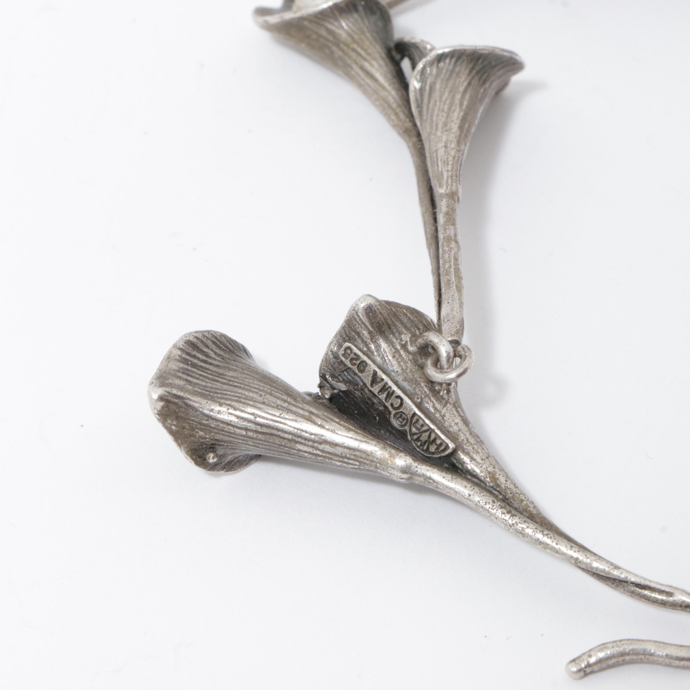 Sterling Silver Pearl Calla Lily Bracelet