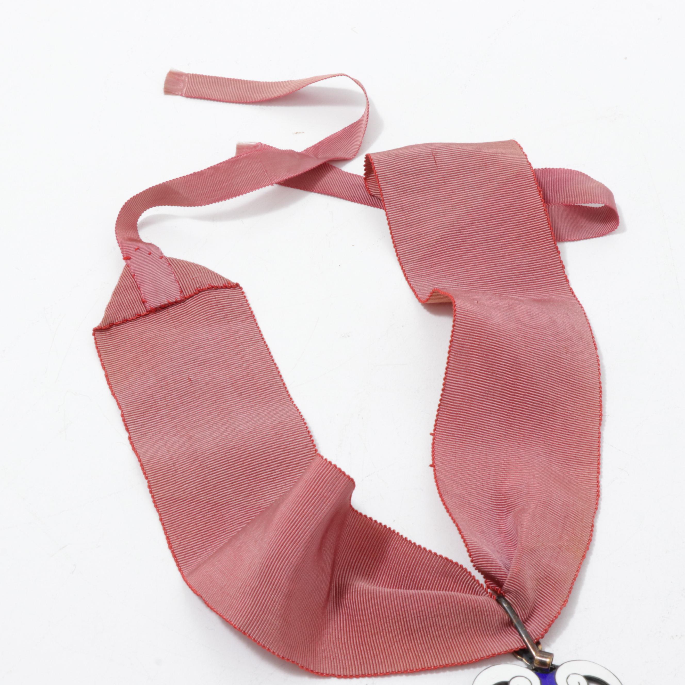 Vintage "Order of the Golden Fleece" Enameled Brass Synthetic Spinel Necklace