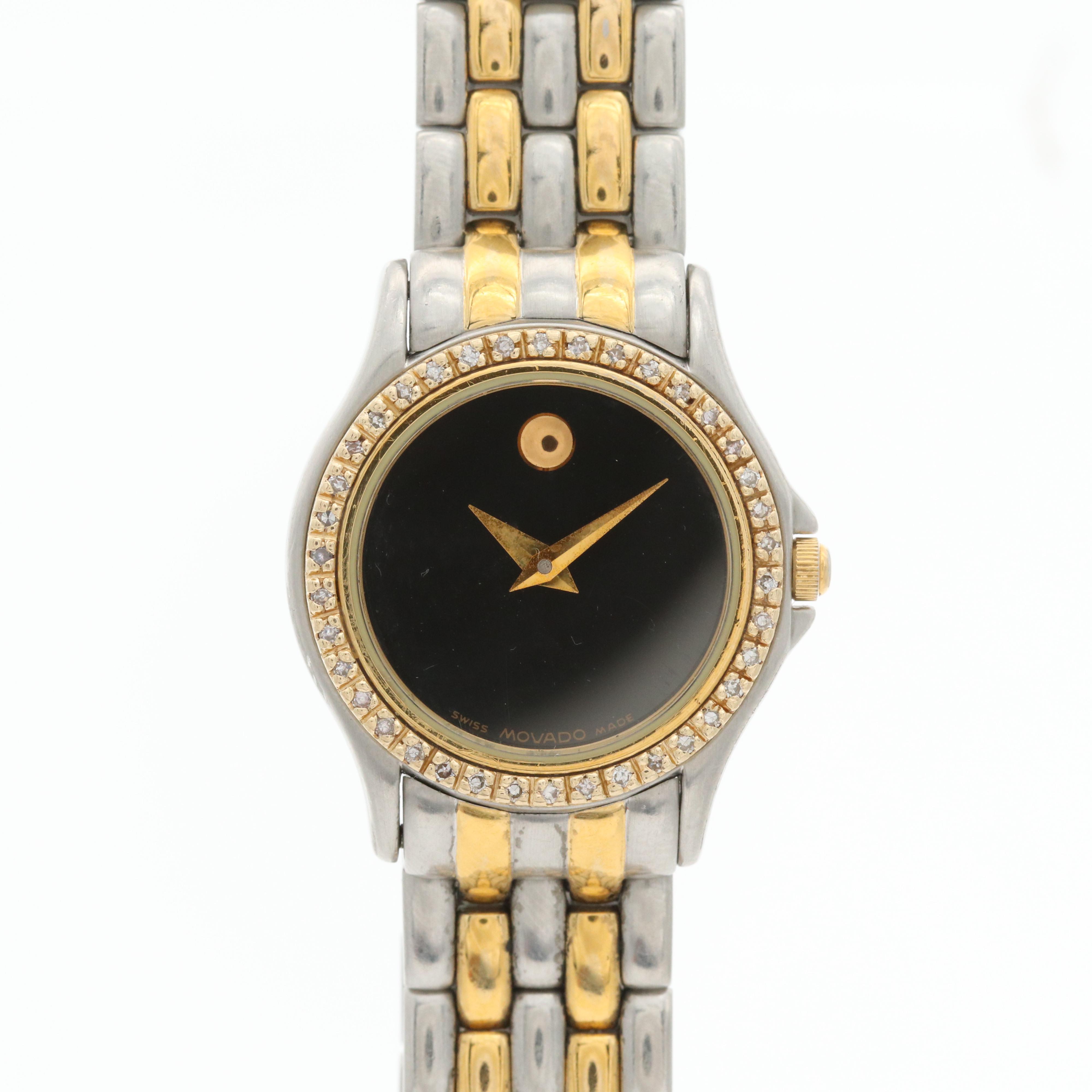Movado Two Tone Diamond Bezel Watch