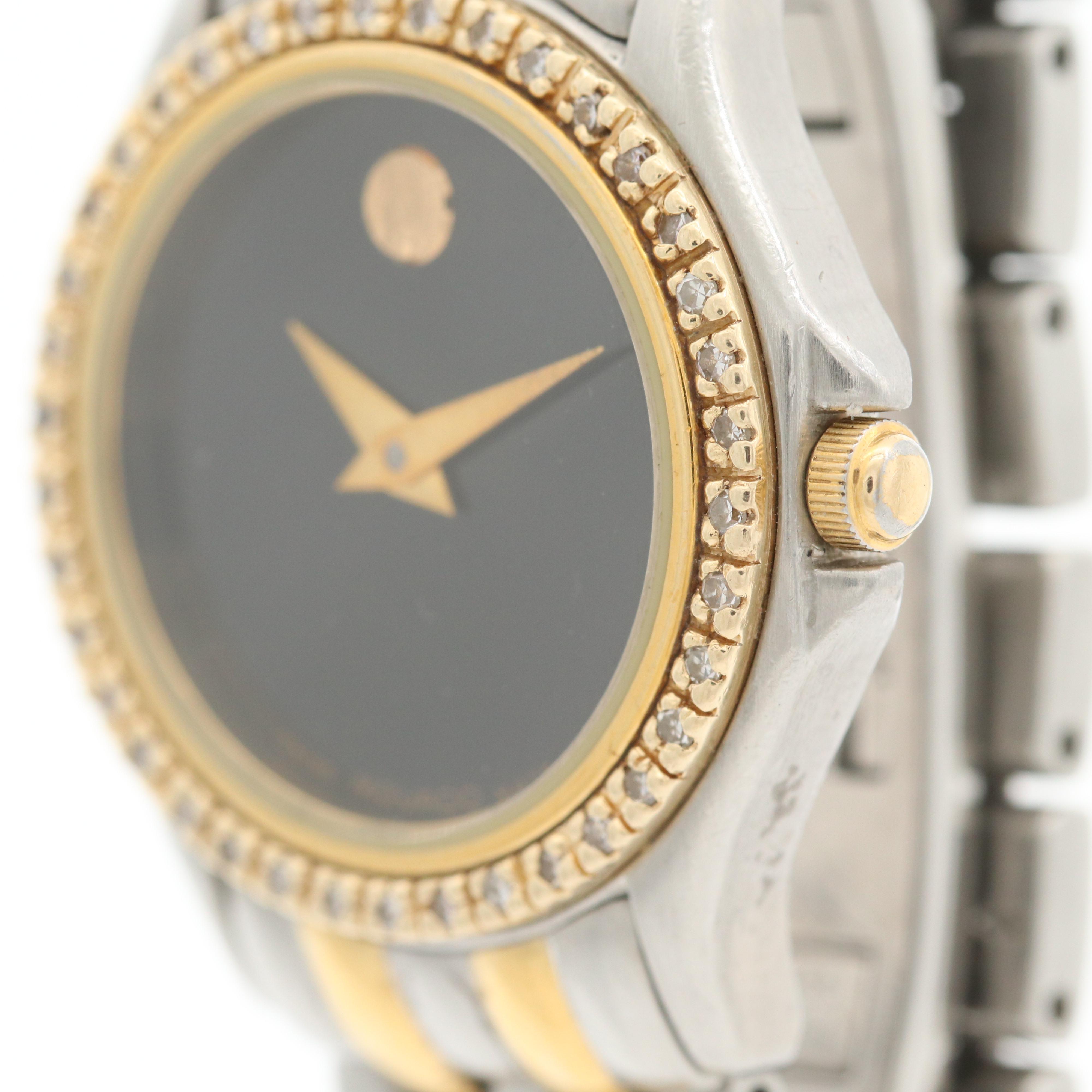 Movado Two Tone Diamond Bezel Watch