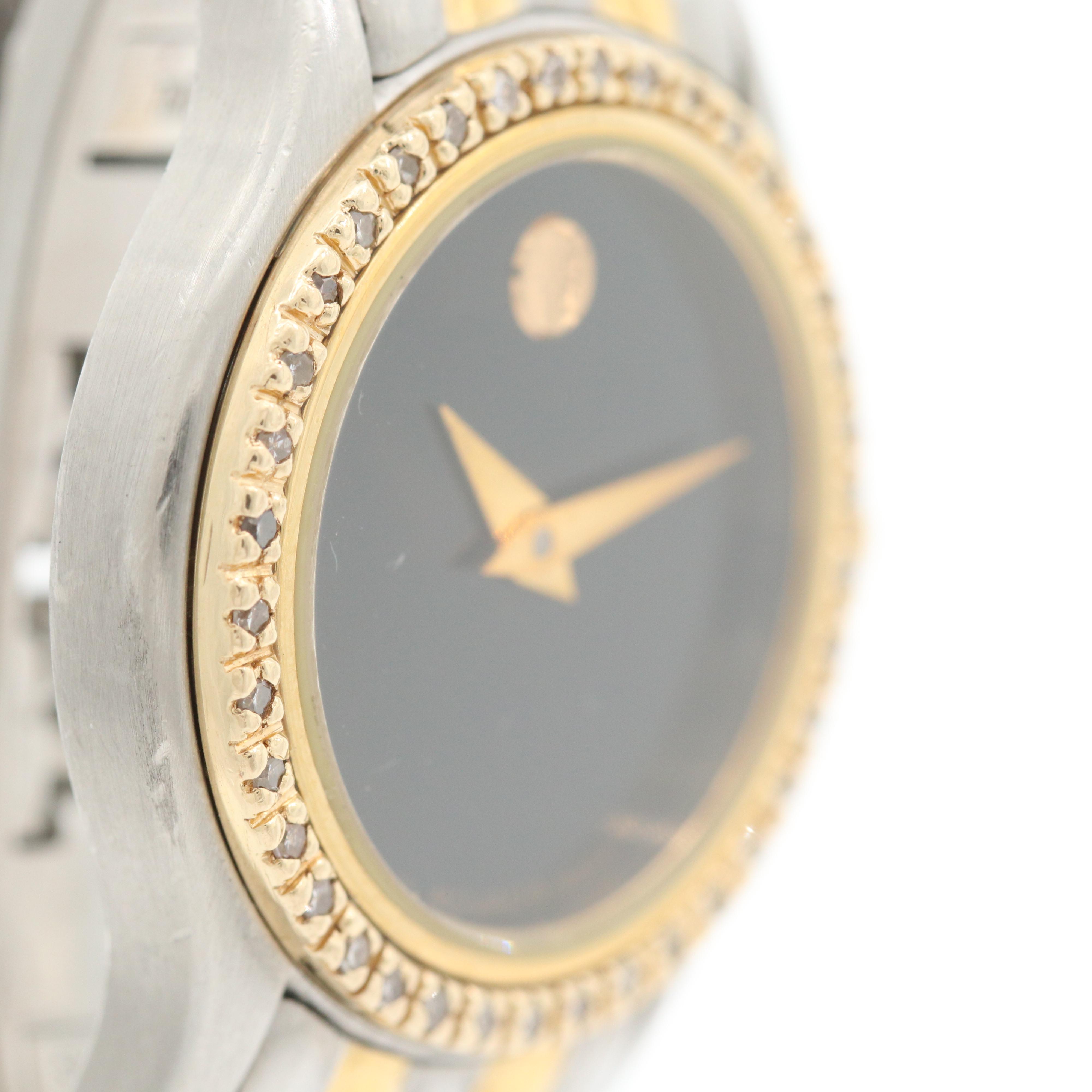 Movado Two Tone Diamond Bezel Watch