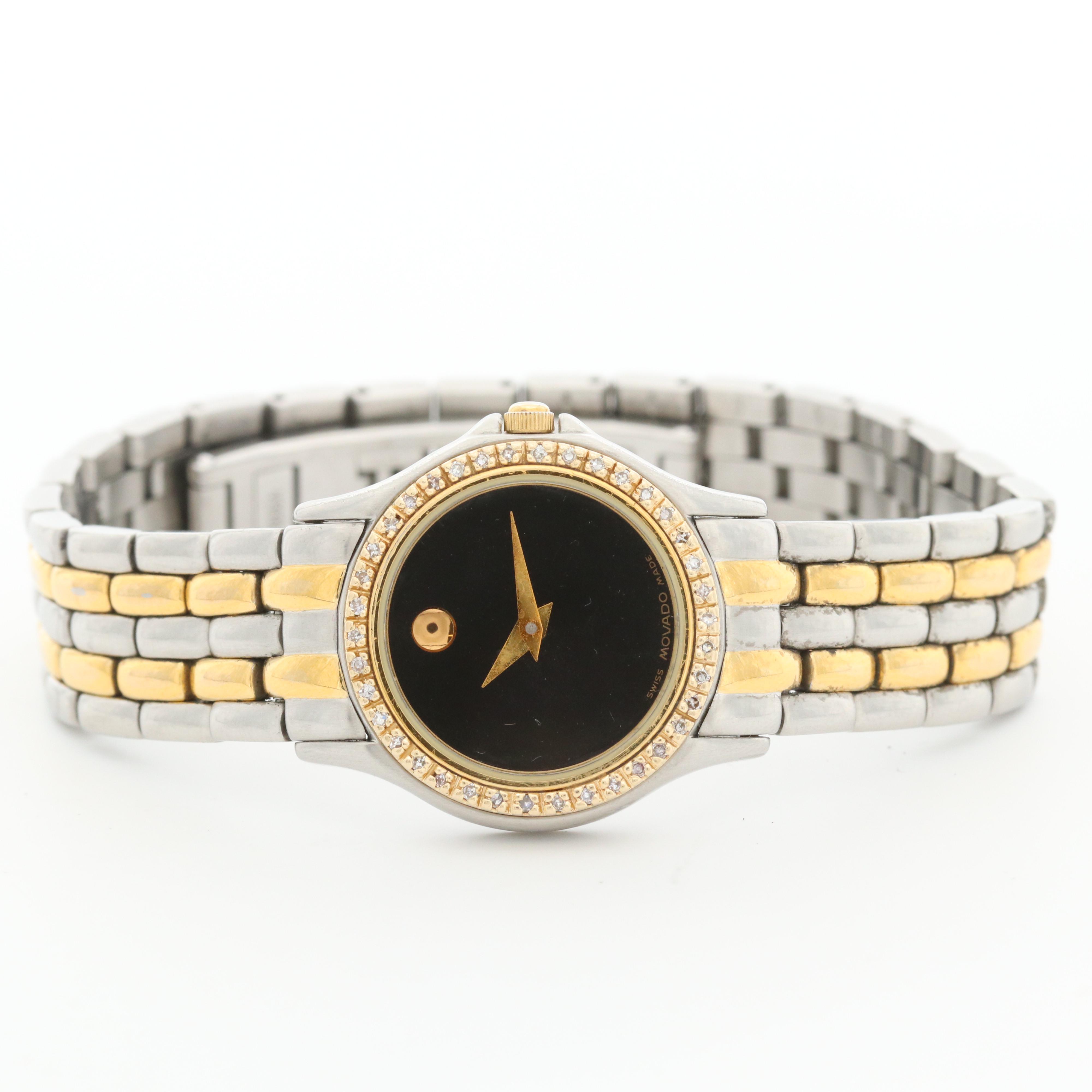 Movado Two Tone Diamond Bezel Watch