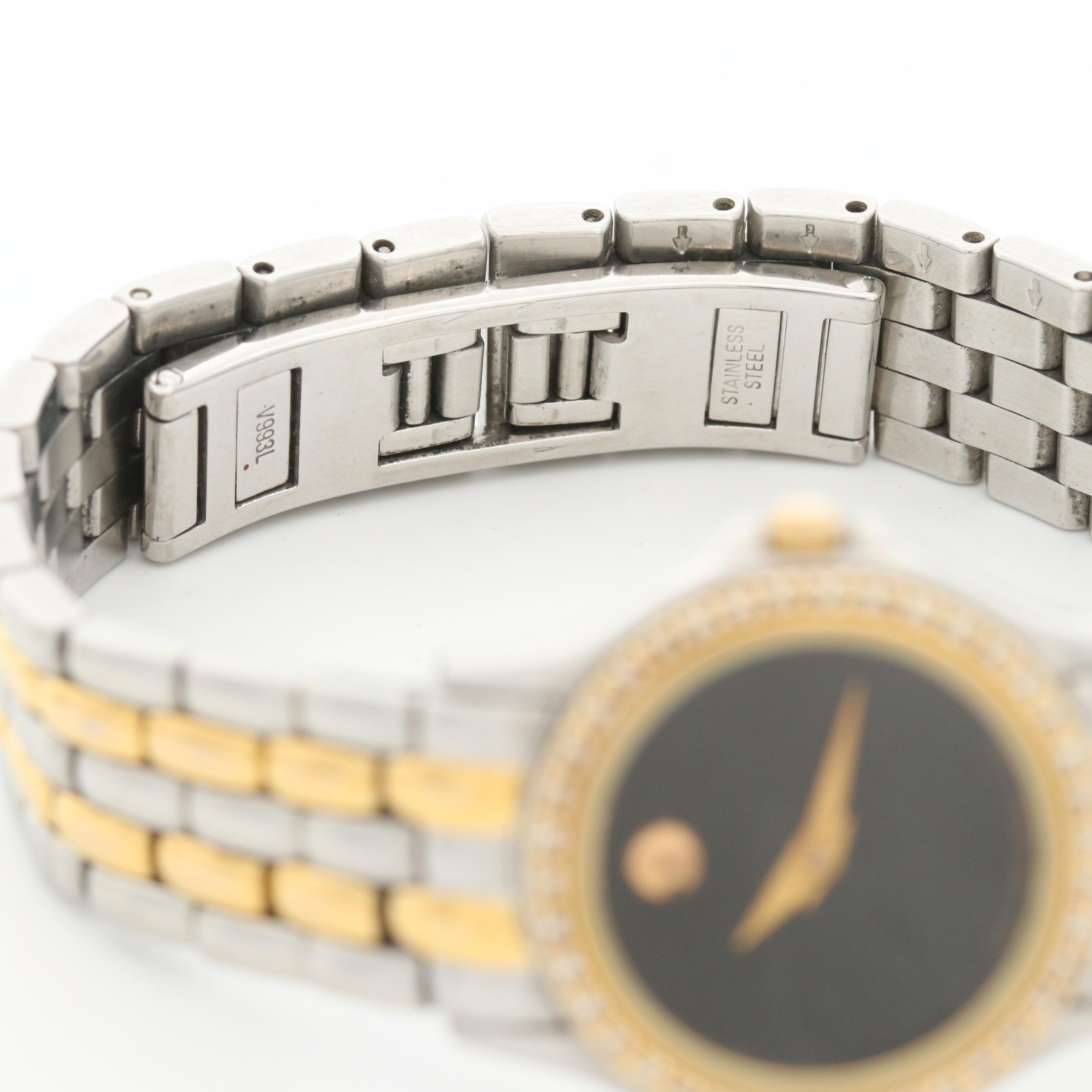 Movado Two Tone Diamond Bezel Watch