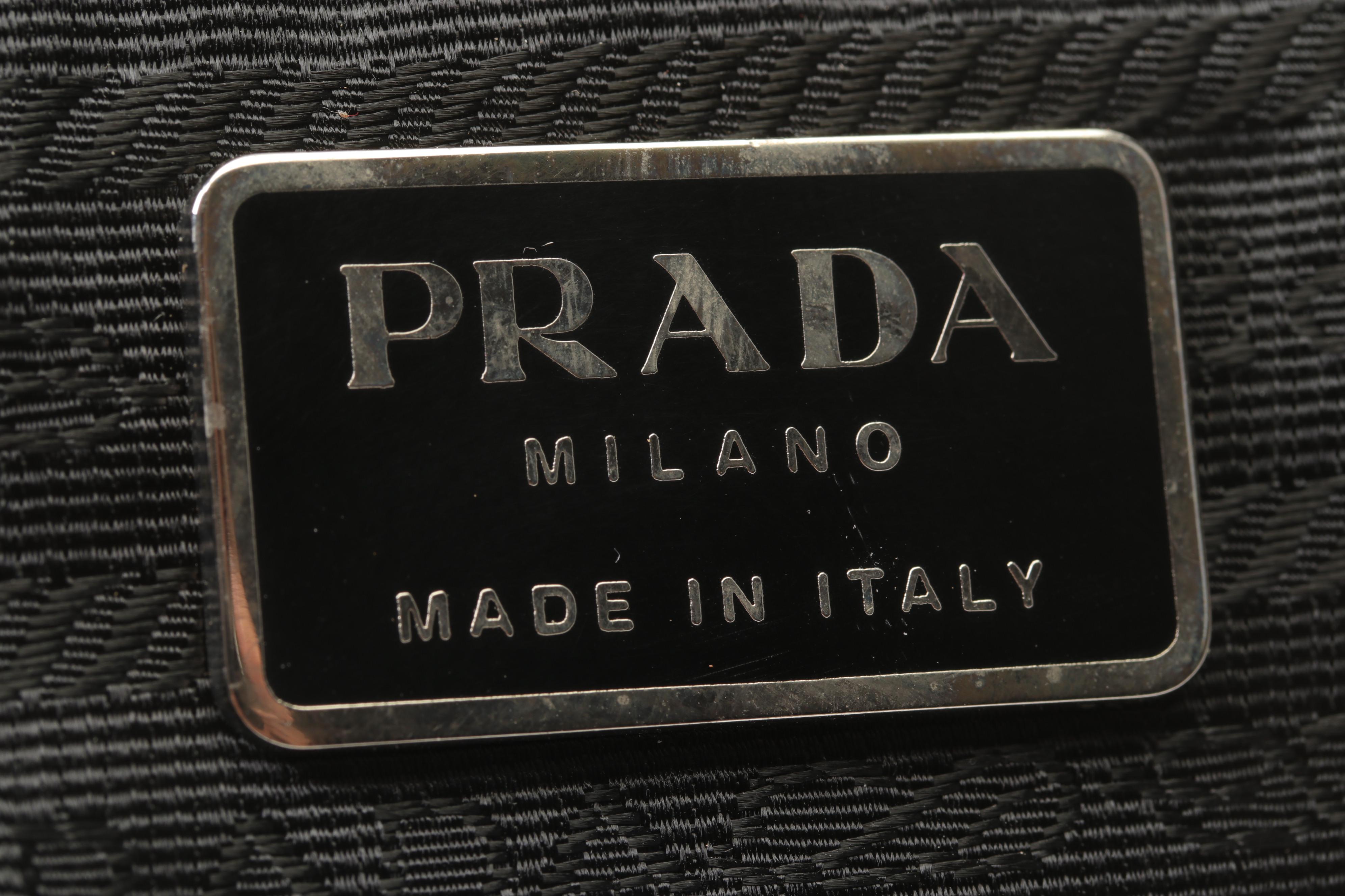 Prada Light Grey Leather Handbag with Leather and Metal Shoulder Strap