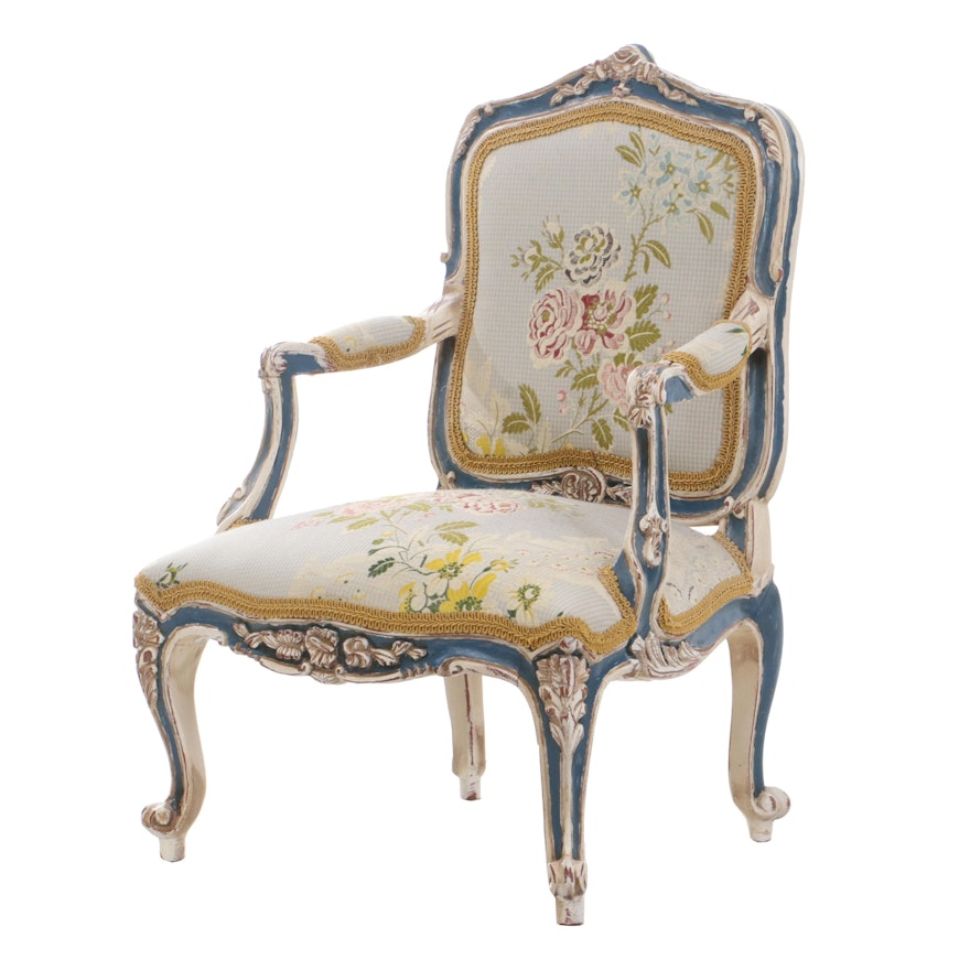 Louis XV Style Painted Diminutive Arm Chair, Mid to Late 20th Century