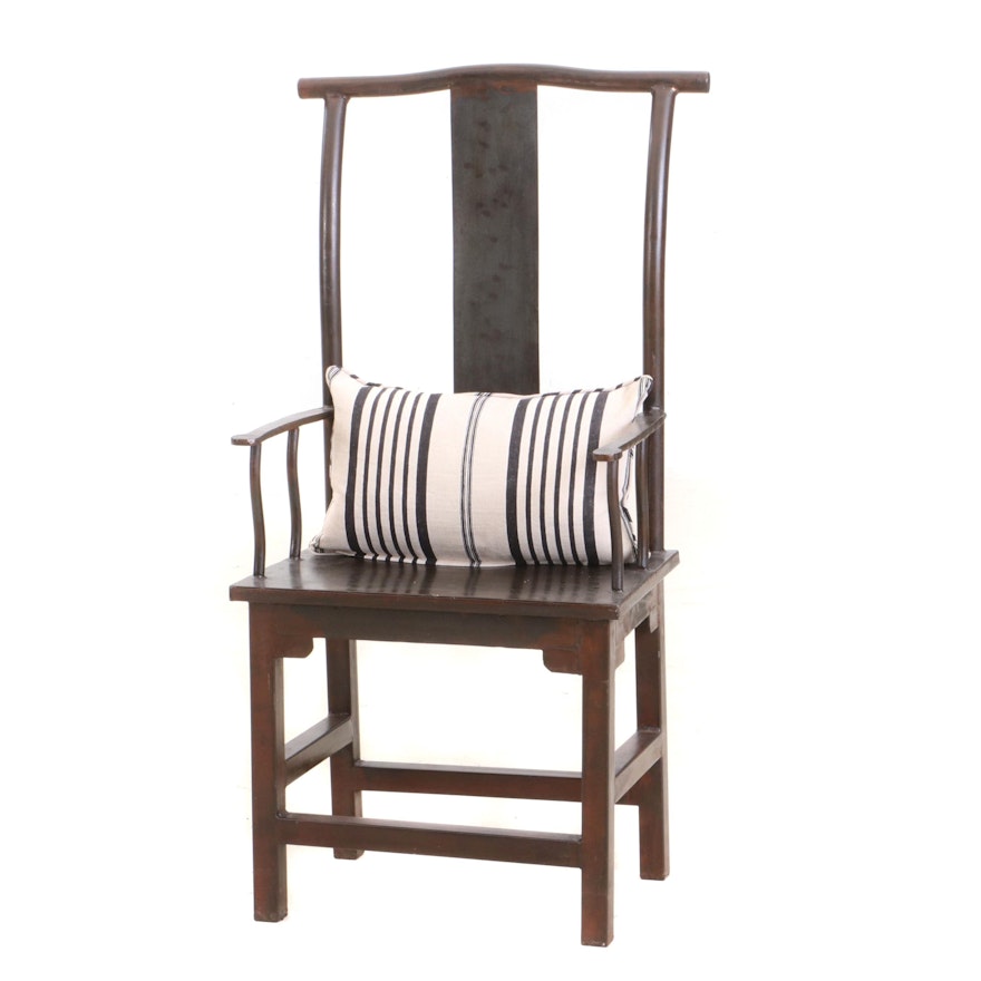Chinese High Lamphanger Yoke-Back, Metal Arm Chair, Contemporary