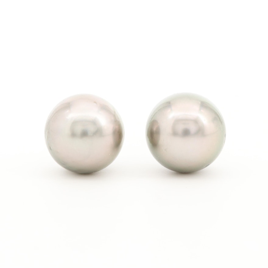 14K White Gold Cultured Pearl Stud Earrings