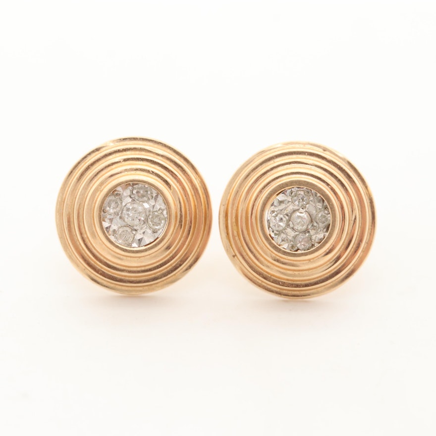 14K Yellow Gold Diamond Earrings