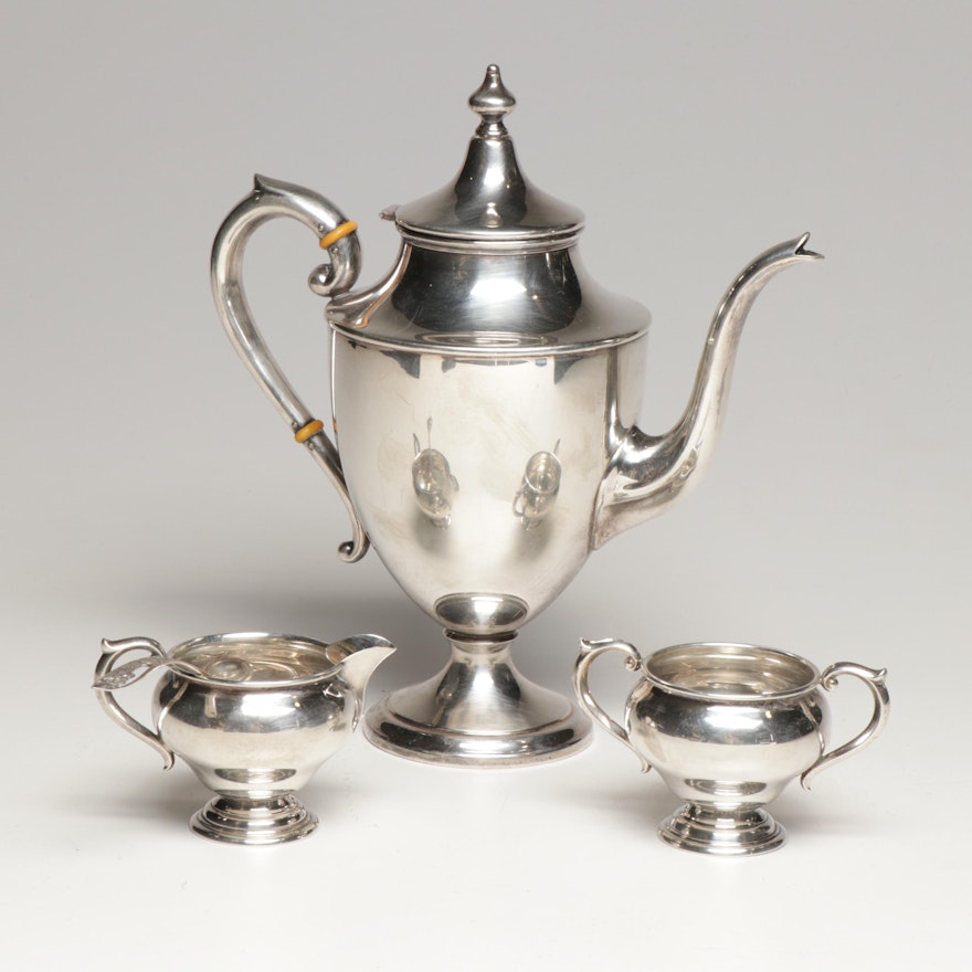 Preisner and Newport Sterling Silver Tea Service, Mid-Century