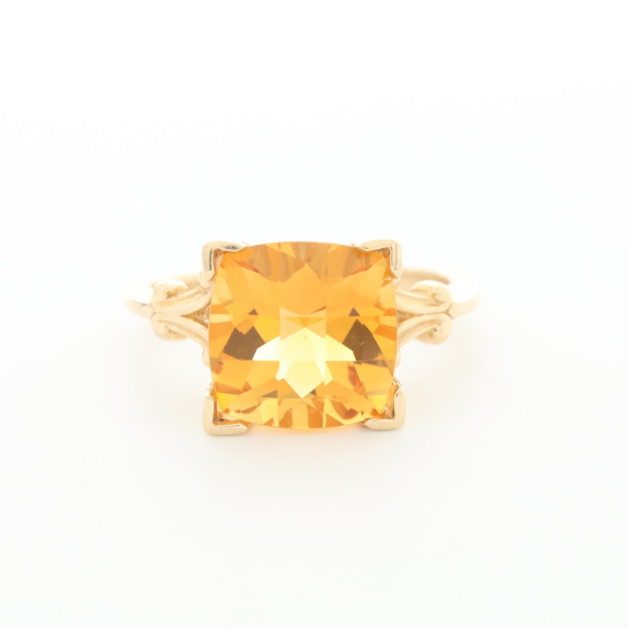 14K Yellow Gold Citrine Solitaire