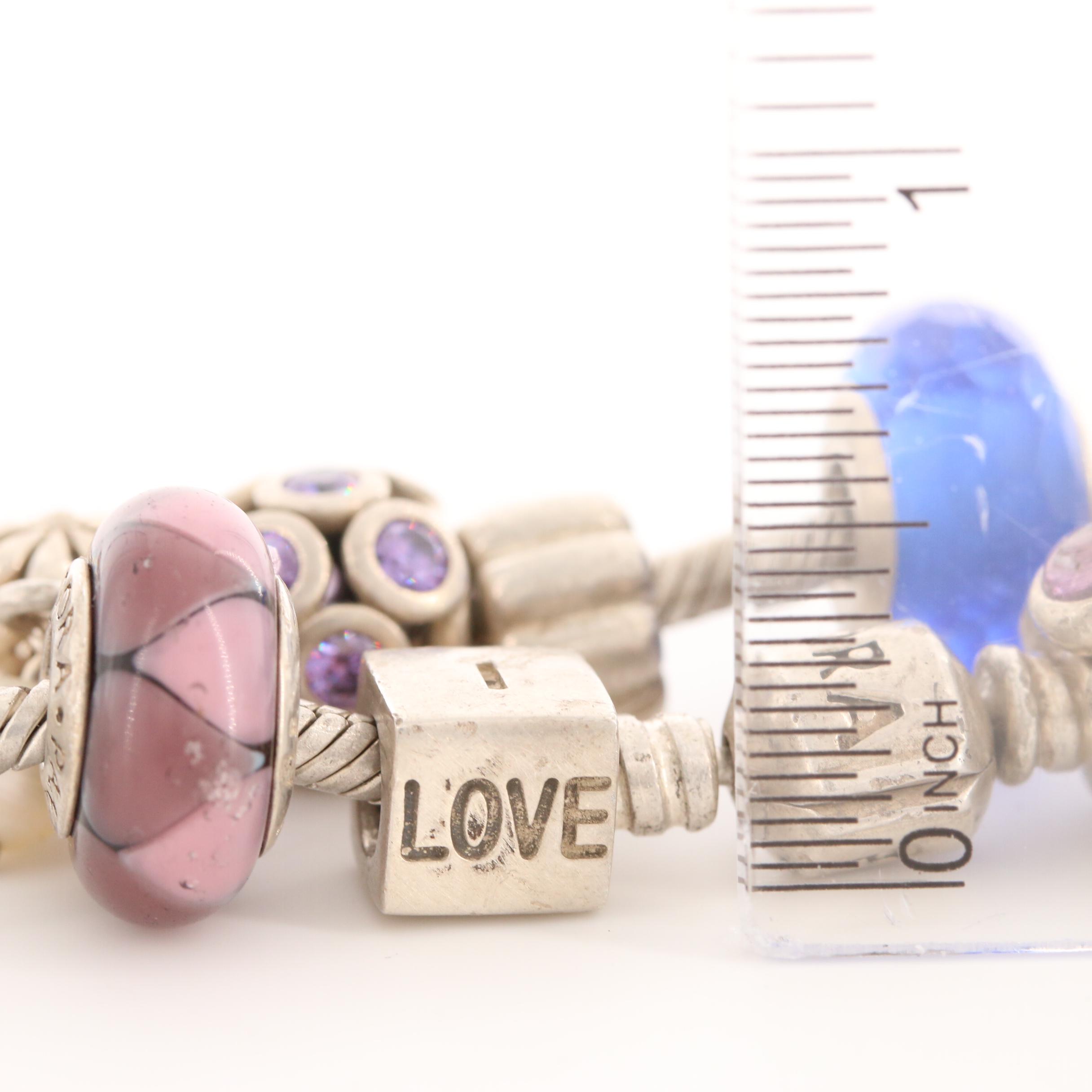 Pandora Sterling Silver Bracelet with Fifteen Pandora Charms