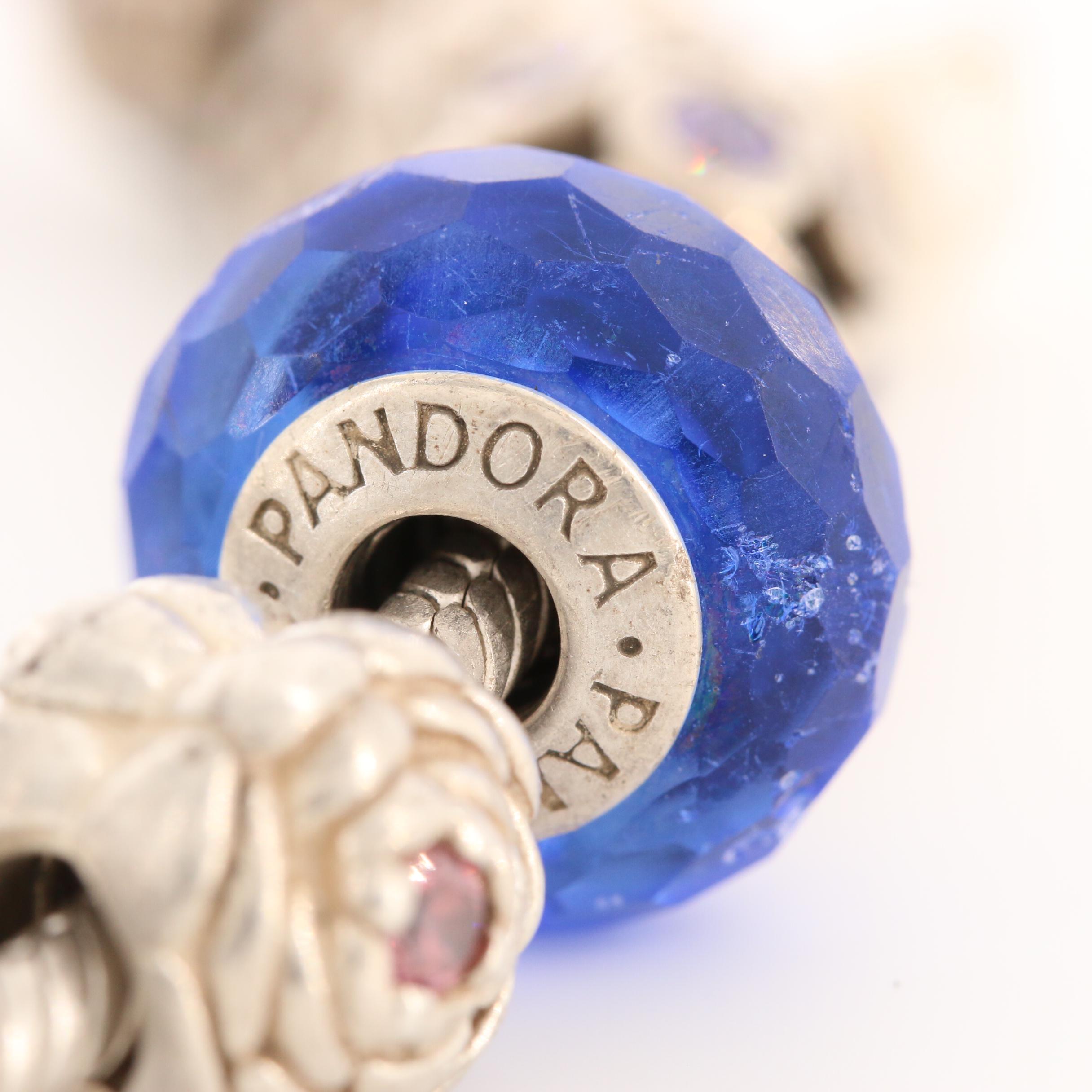 Pandora Sterling Silver Bracelet with Fifteen Pandora Charms