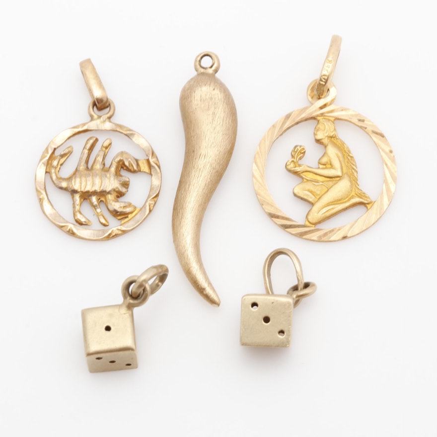 14K Yellow Gold Pendants & Charm