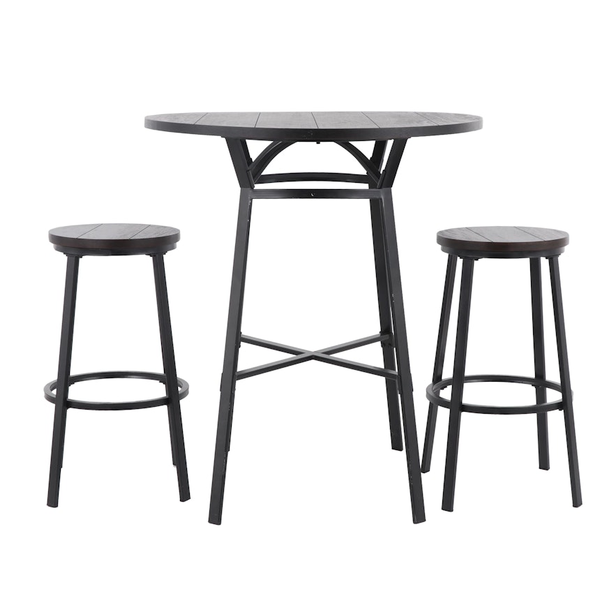 Contemporary Wood Table with Stools
