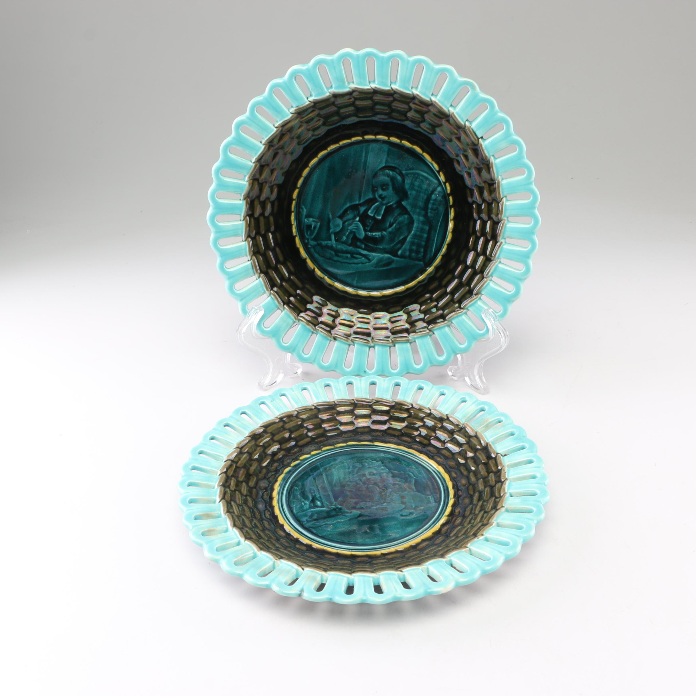 Wedgwood Majolica Reticulated Plates, 19th Century