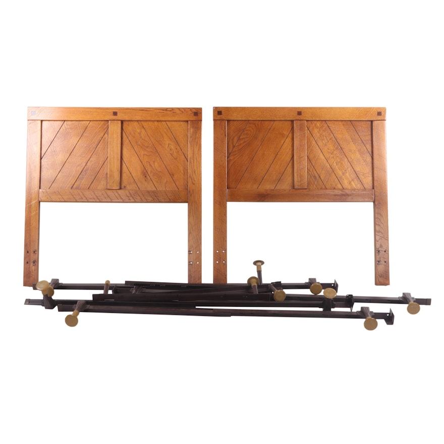 Pair of Oak Twin Bed Frames, Late 20th Century