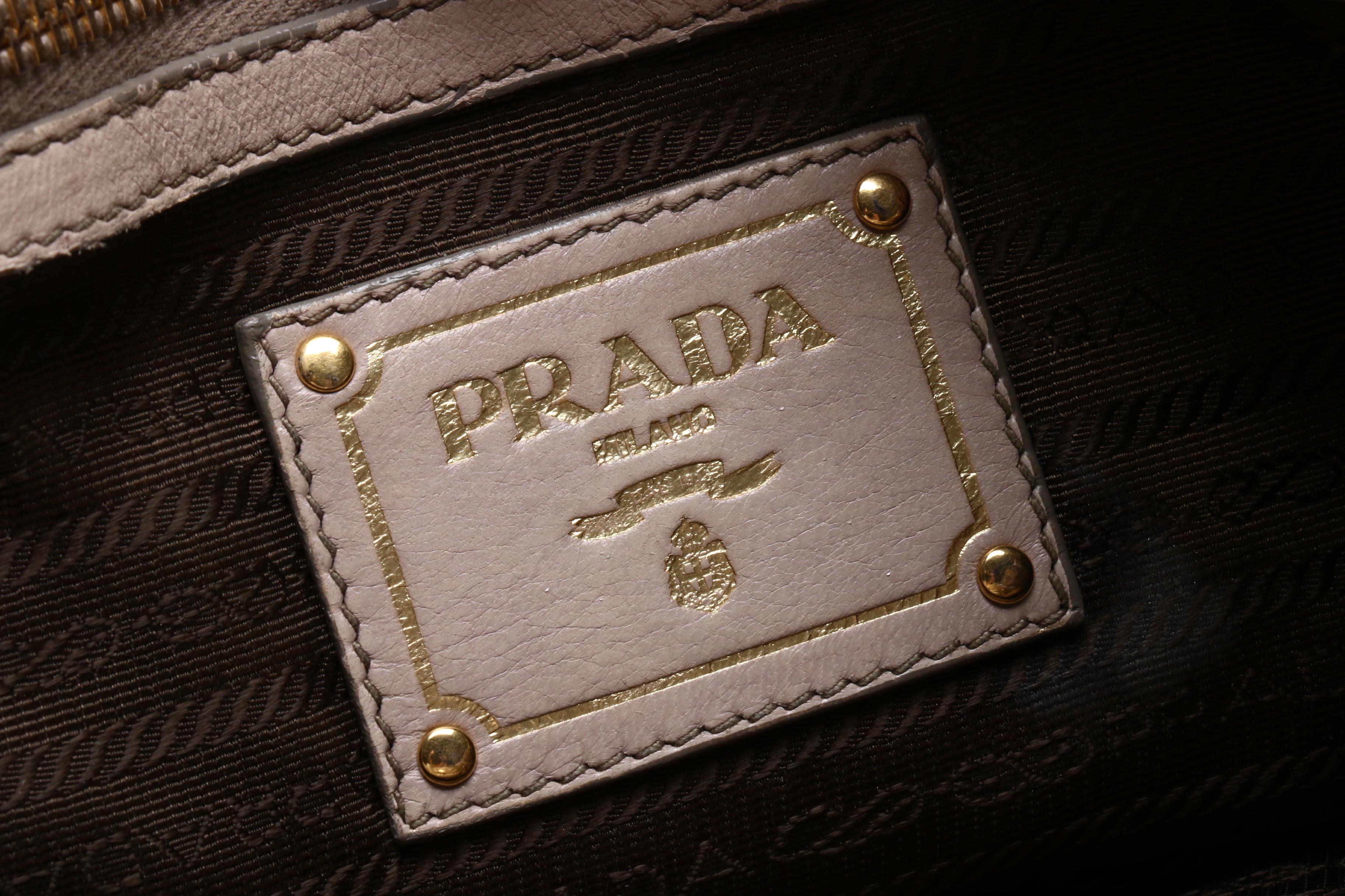 Prada Beige Nappa Gaufre Leather Tote Bag with Bow