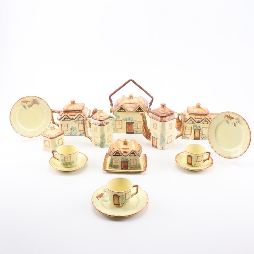 Keele Street Pottery Hand-Painted Earthenware Tea and Coffee Set, Early 20th C