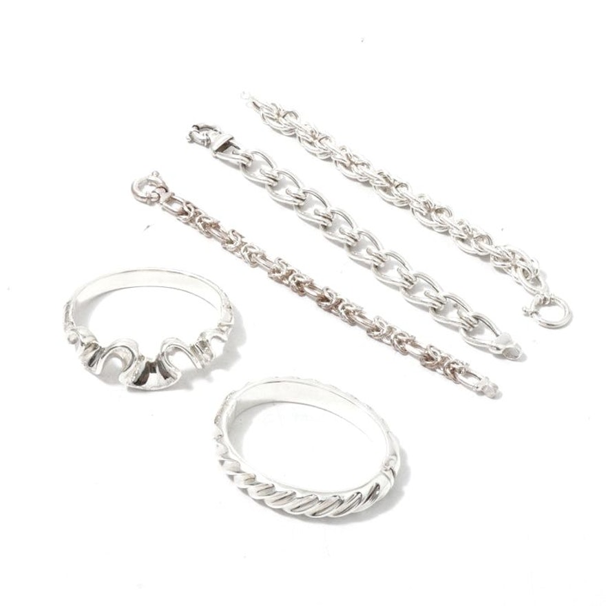 Sterling and 950 Silver Bracelets