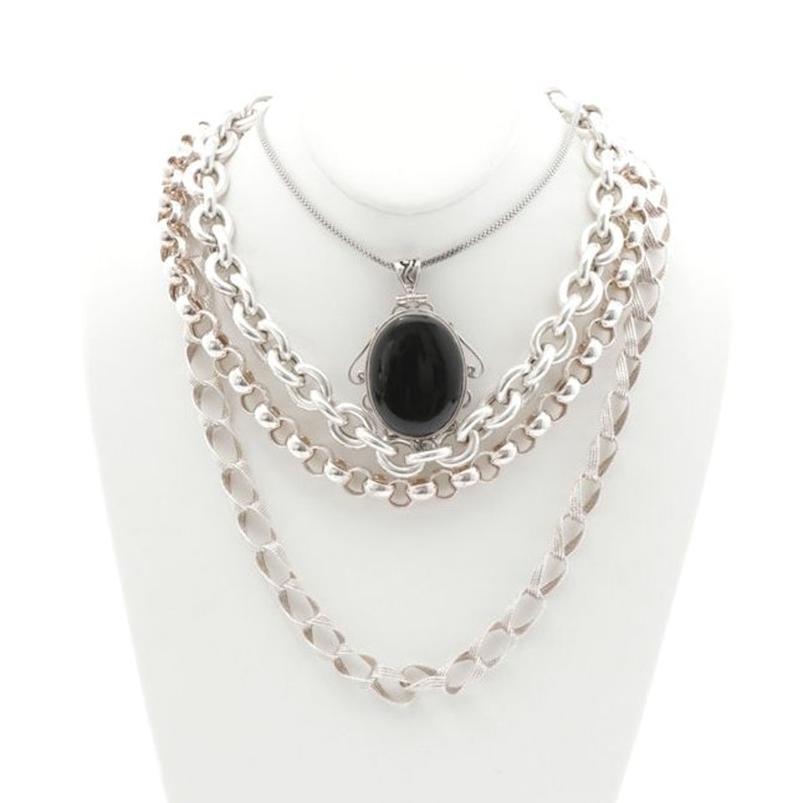 Sterling Silver Necklaces with Onyx