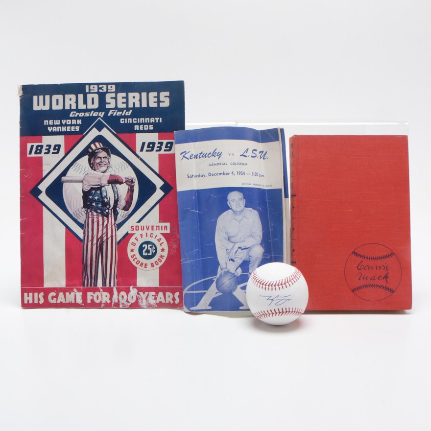 1939 World Series Program, Connie Mack Book with Kentucky Memorabilia