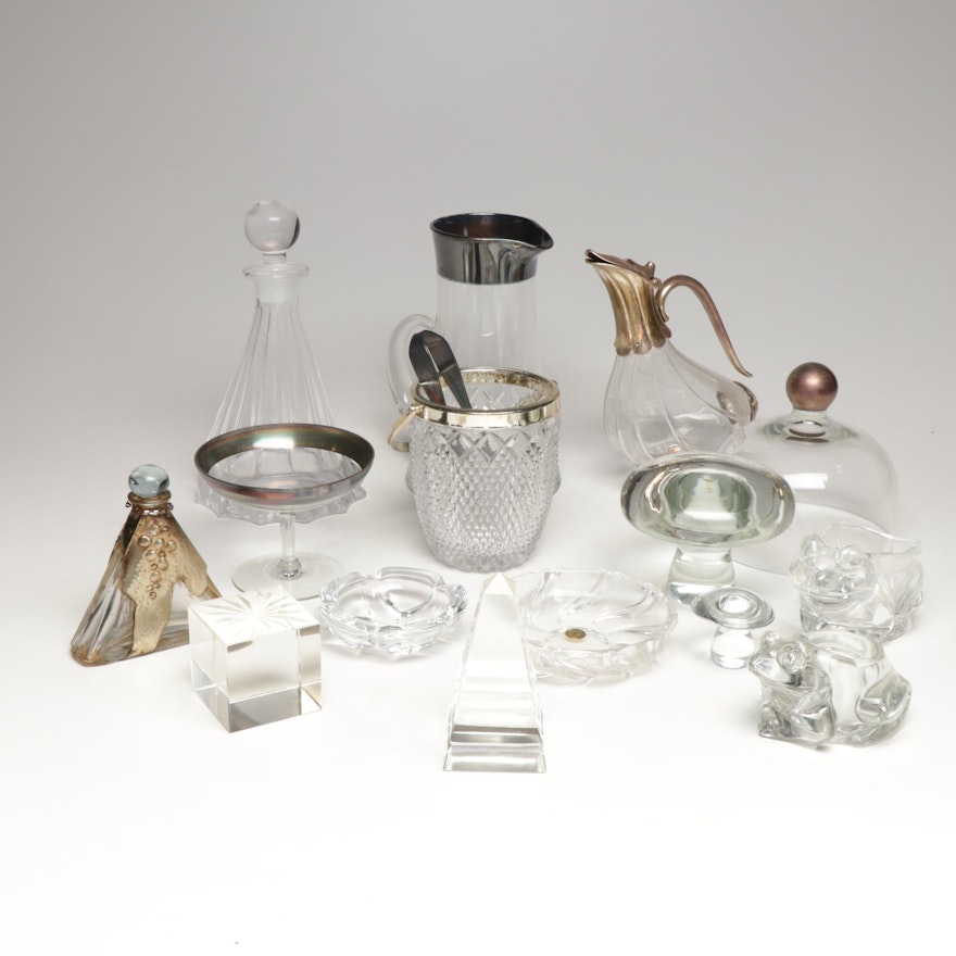 Crystal and Glass Centerpieces and Tableware, Mid to Late 20th Century