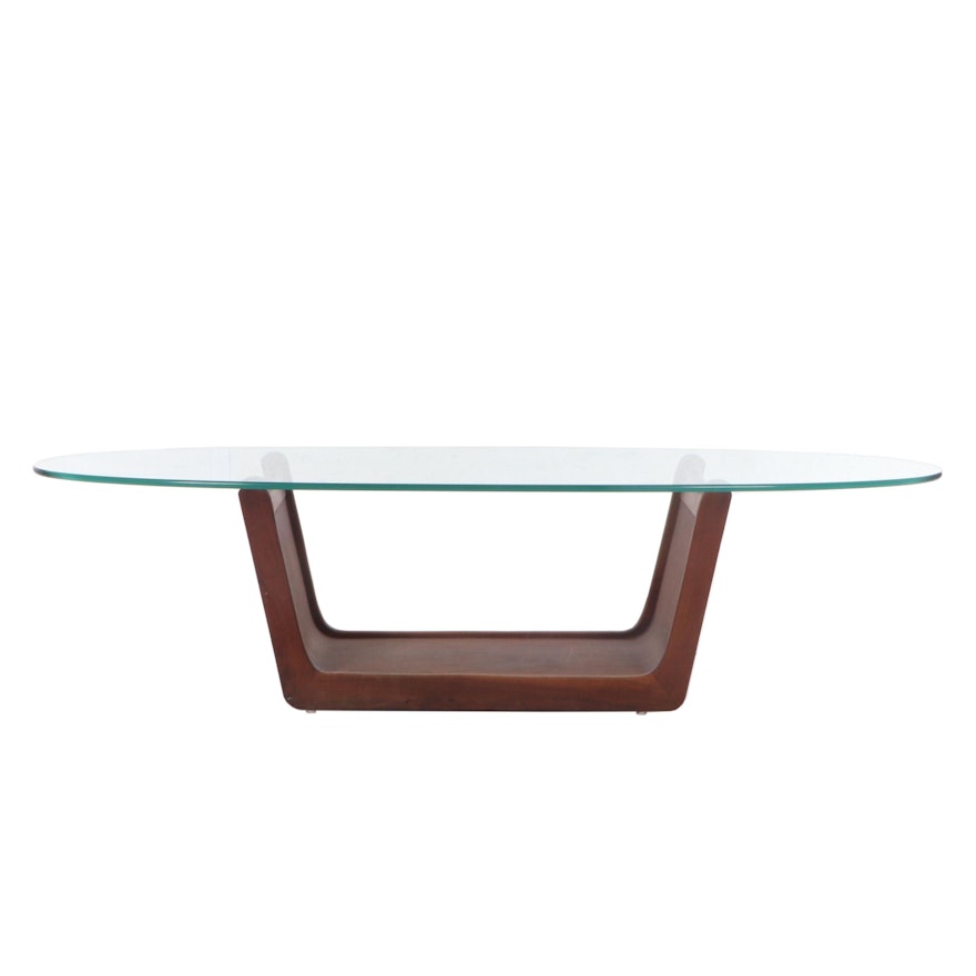 Mid Century Modern Teak Glass Top Coffee Table