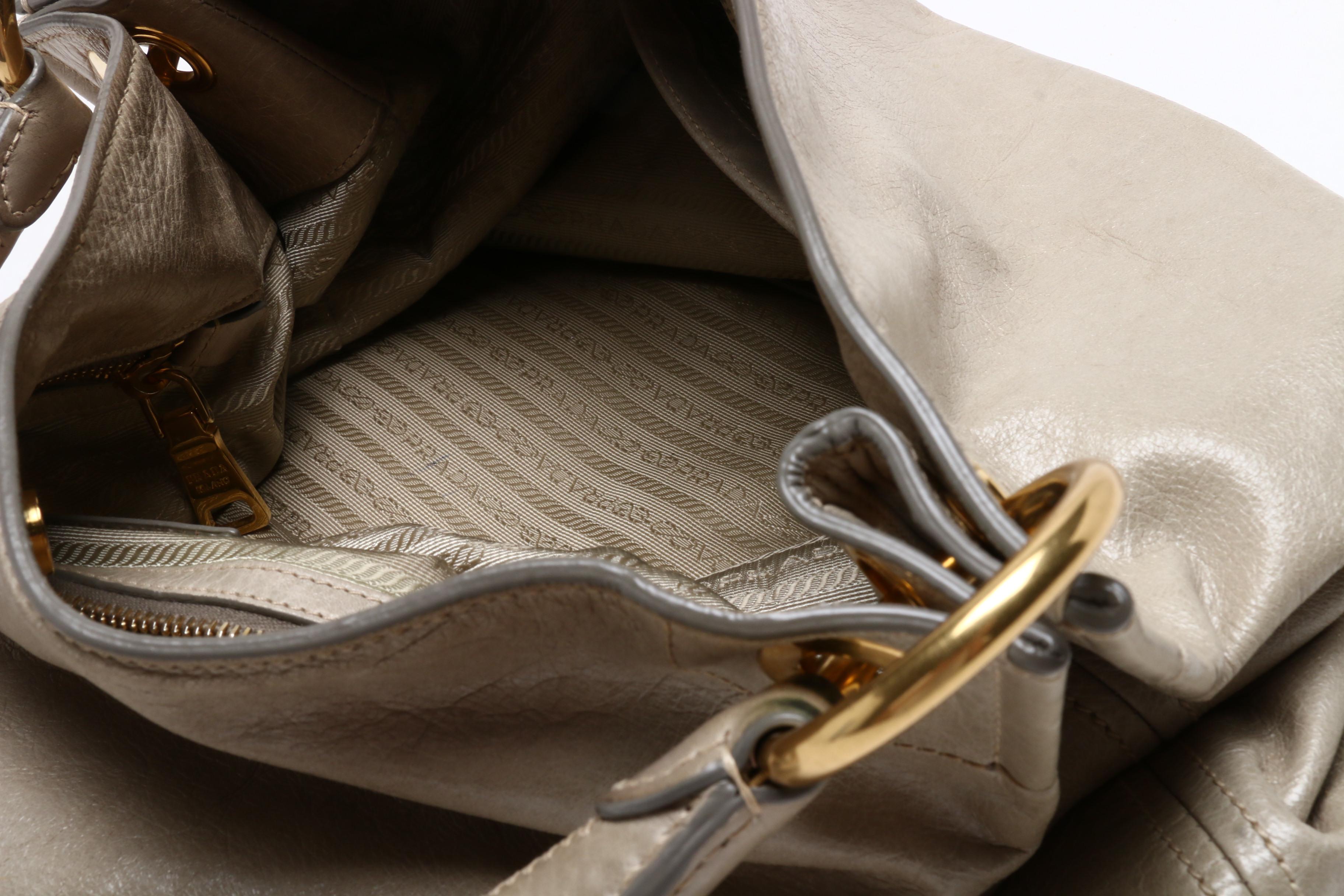 Prada Glazed Leather Shoulder Bag