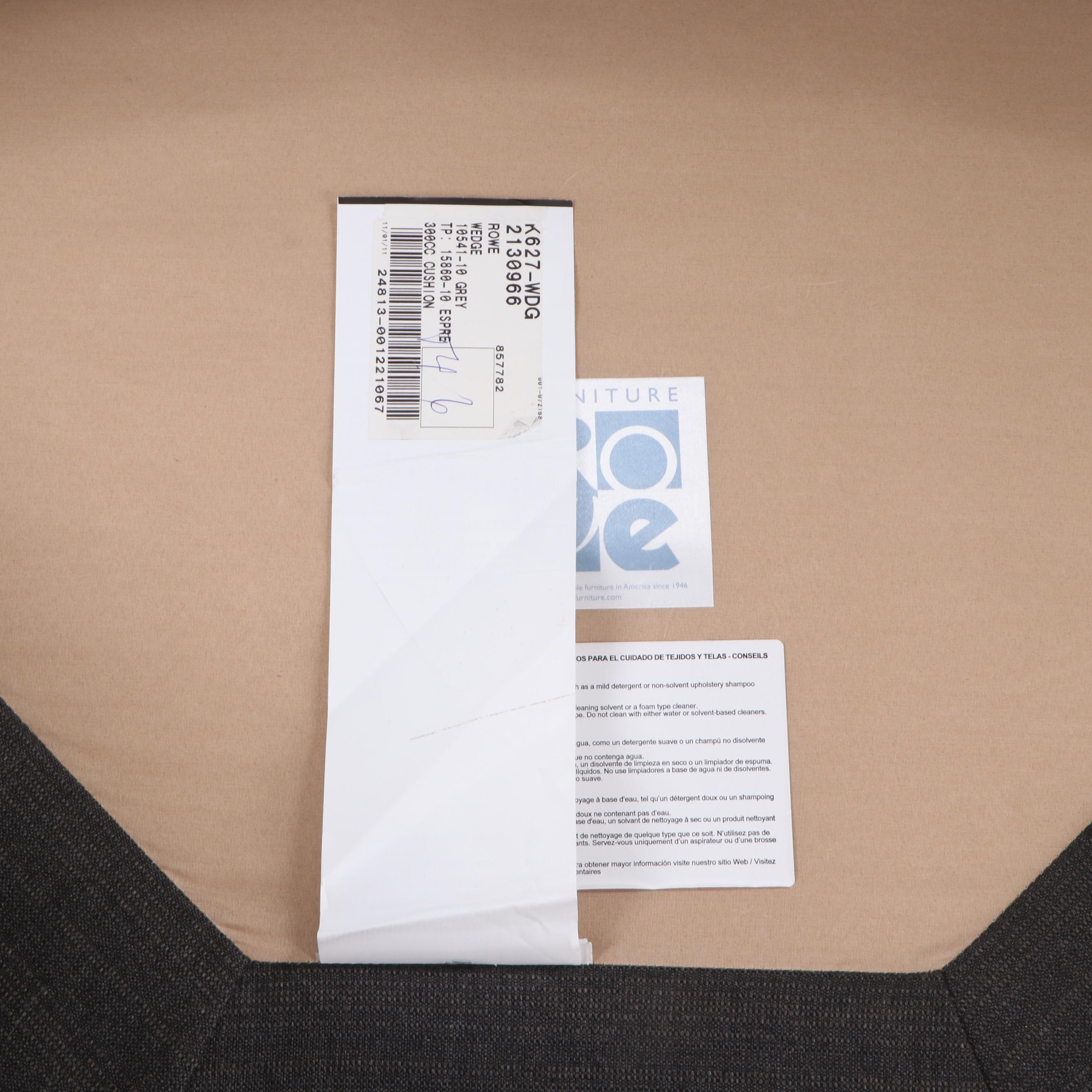 Contemporary Rowe Furniture Wedge Upholstered Sectional Sofa in Espresso