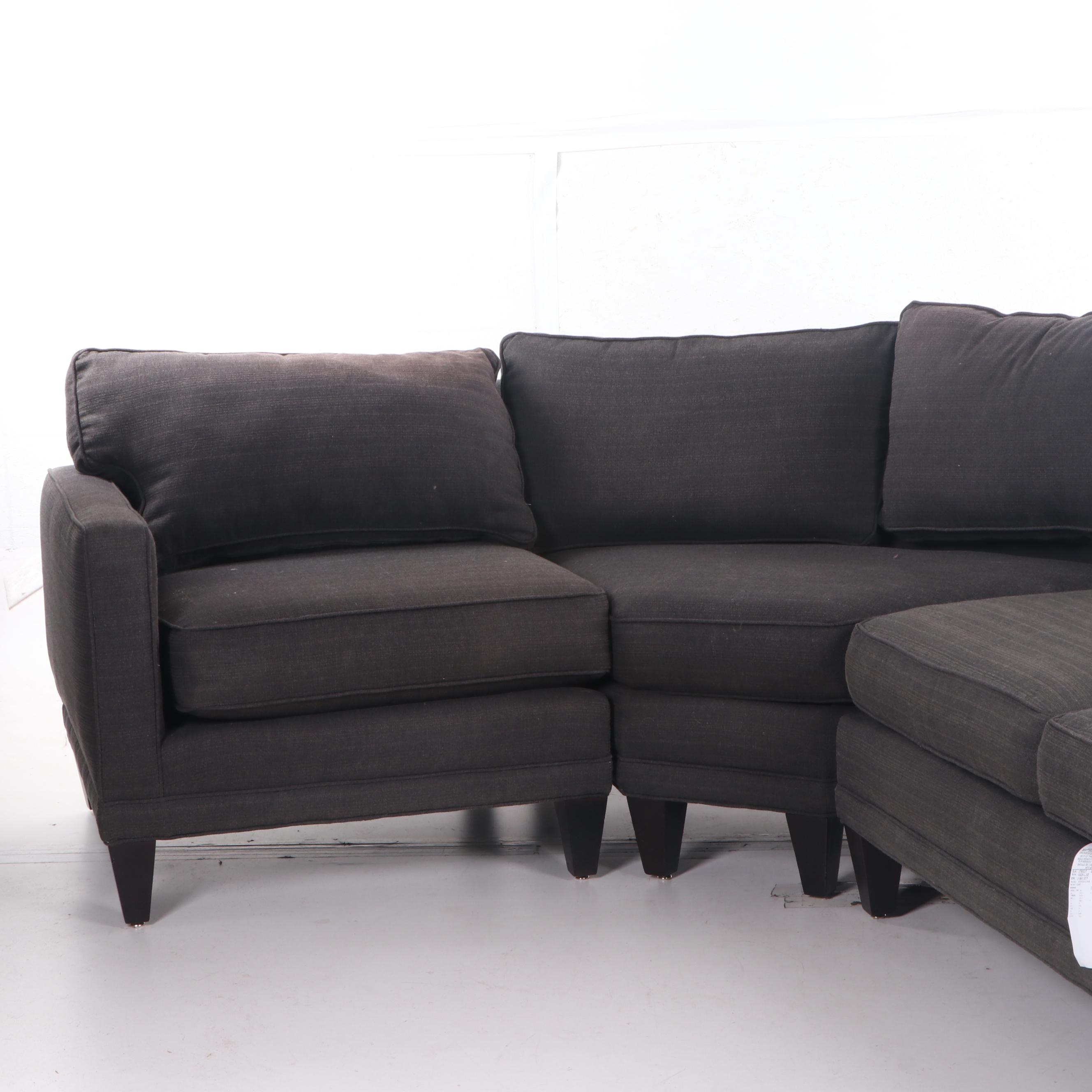 Contemporary Rowe Furniture Wedge Upholstered Sectional Sofa in Espresso