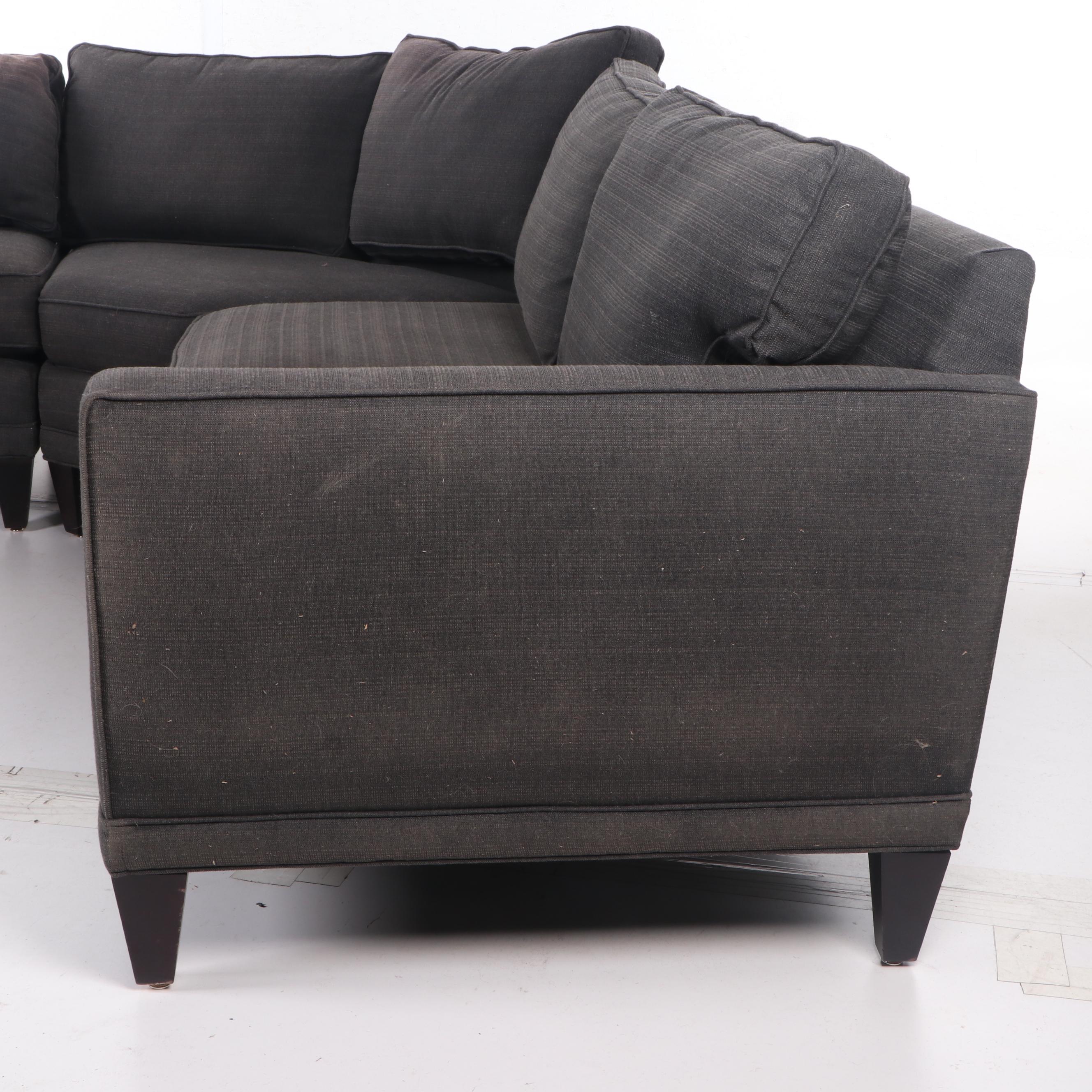 Contemporary Rowe Furniture Wedge Upholstered Sectional Sofa in Espresso