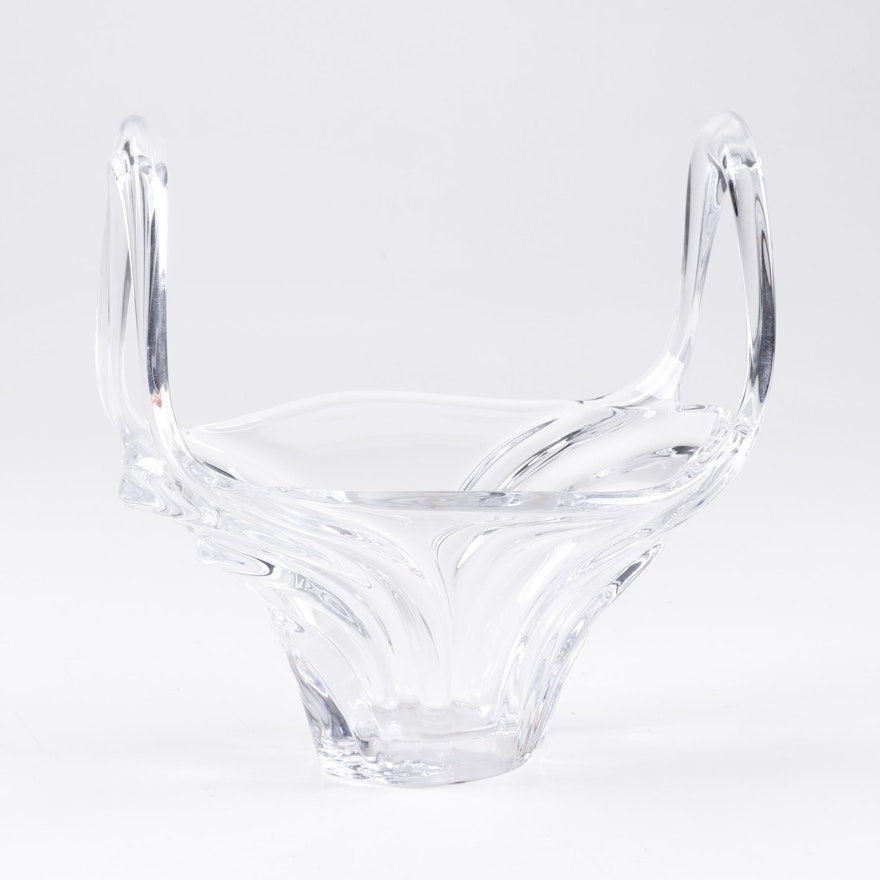 Cristalleries de Vannes Le Chatel French Crystal Basket Centerpiece