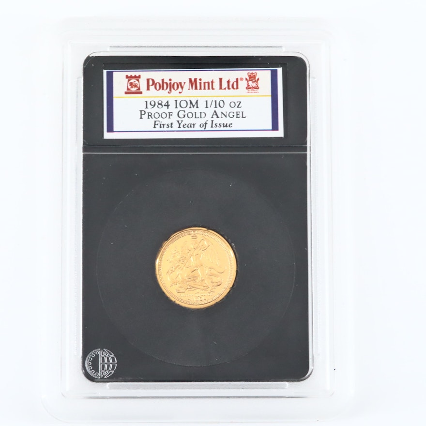 1984 Isle of Man 1/10 Gold Angel Bullion Proof Coin
