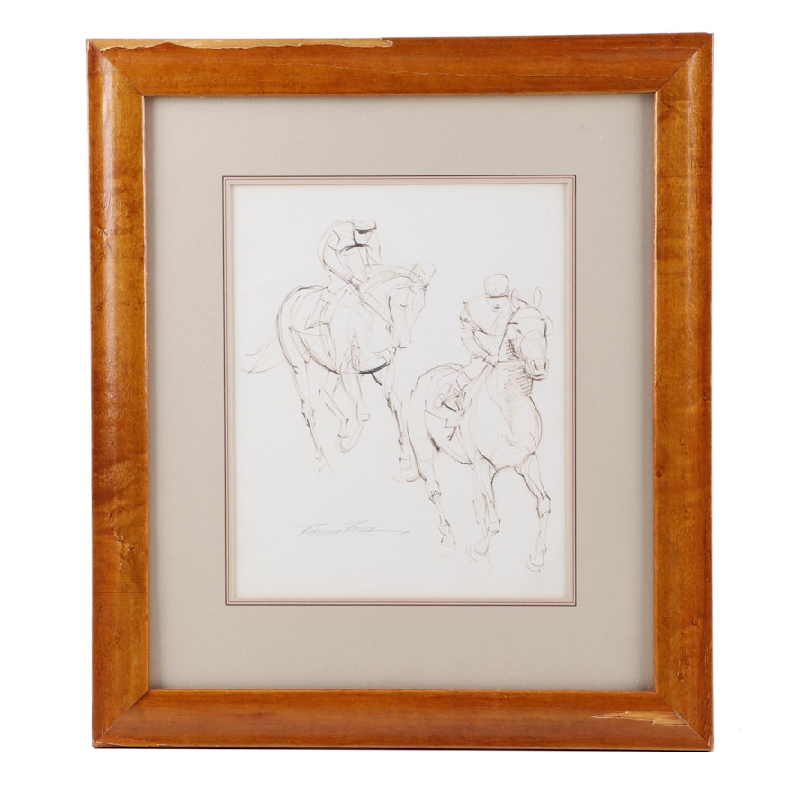 Robert Riger Sketch of Polo Players
