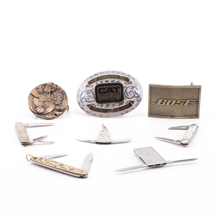 Belt Buckles and Pocket Multi-Tool Assortment Including Cat and Bose