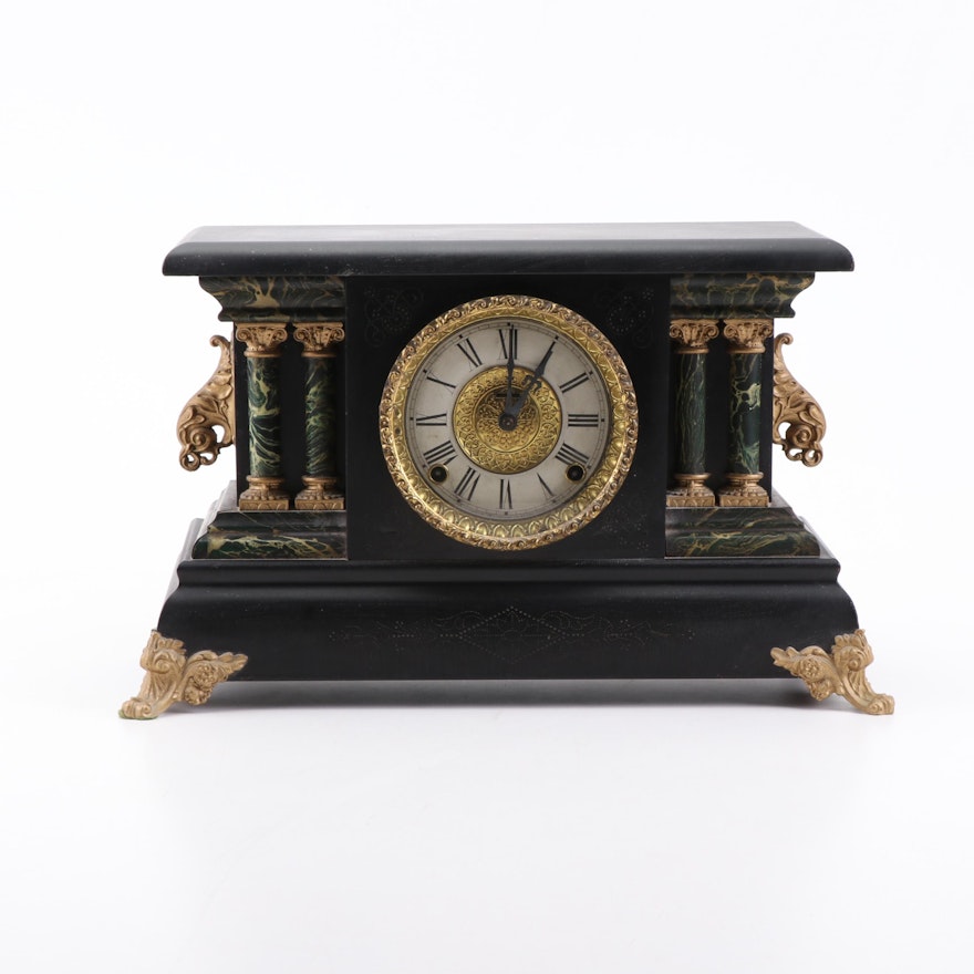 E. Ingraham "Adrian" Adamantine Style Mantel Clock, circa 1900