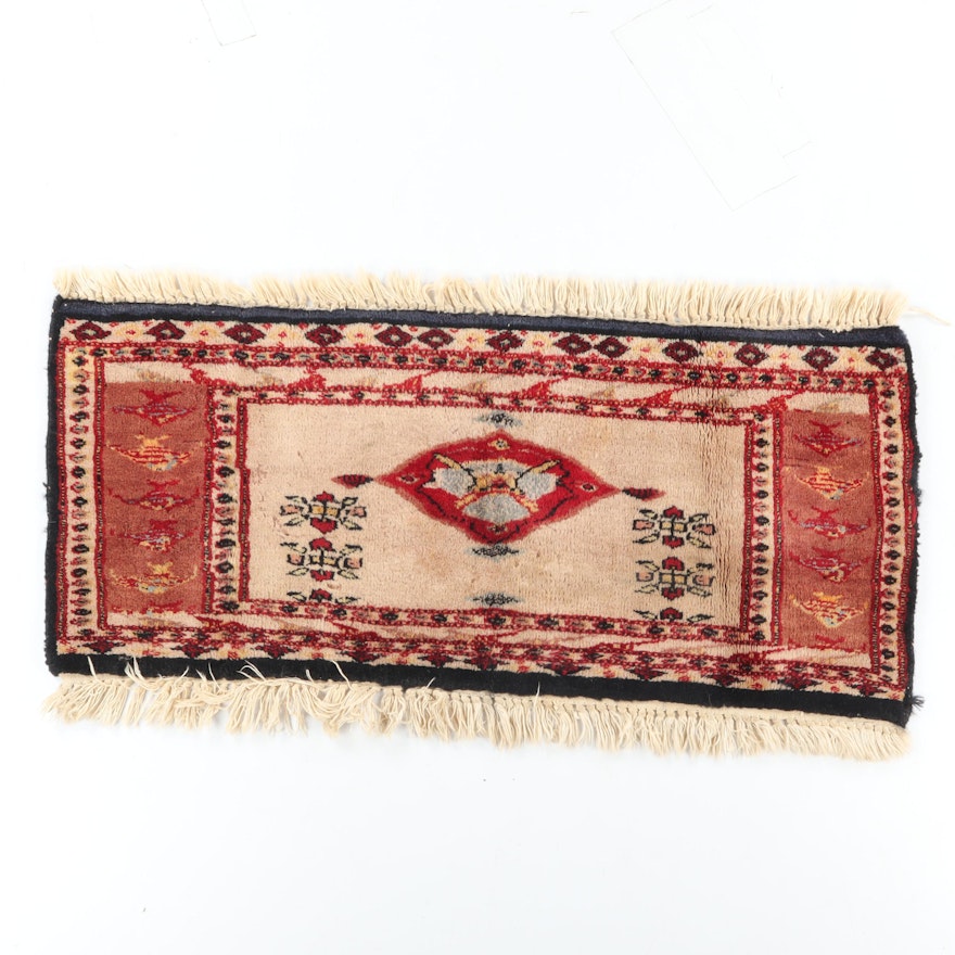 Hand-Knotted Central Asian Tribal Wool Mat
