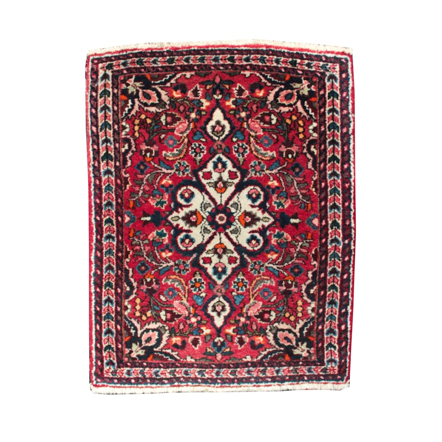 Basiran Hand-Knotted Persian "Super Sarouk" Wool Floor Mat