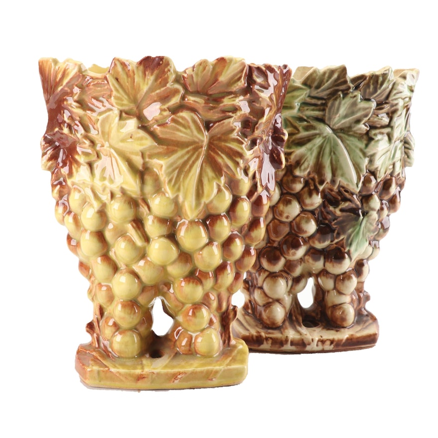 McCoy Pottery Grape and Leaf Vases, Mid 20th Century