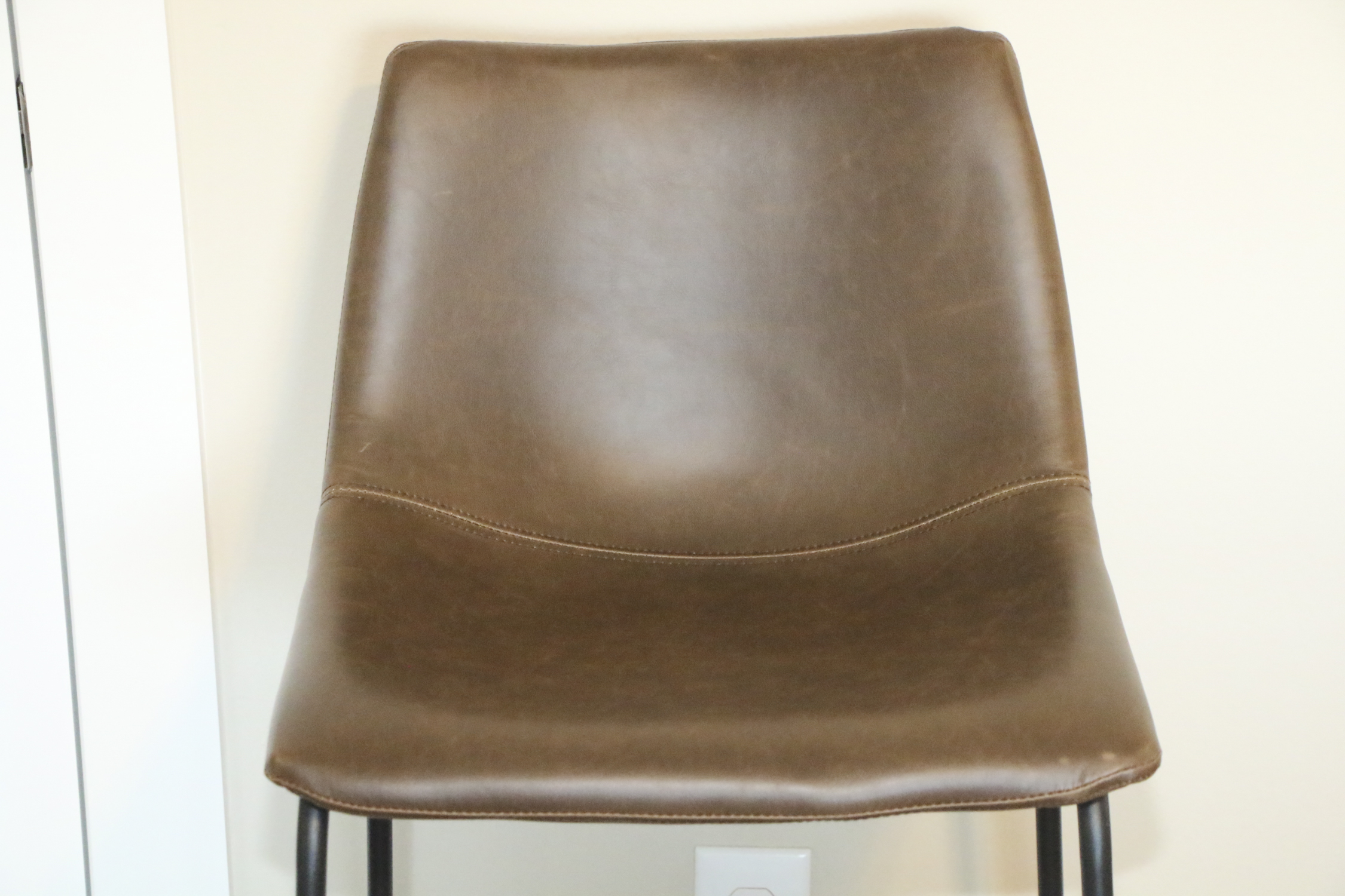 Modern Metal Barstools with Faux Leather Upholstery