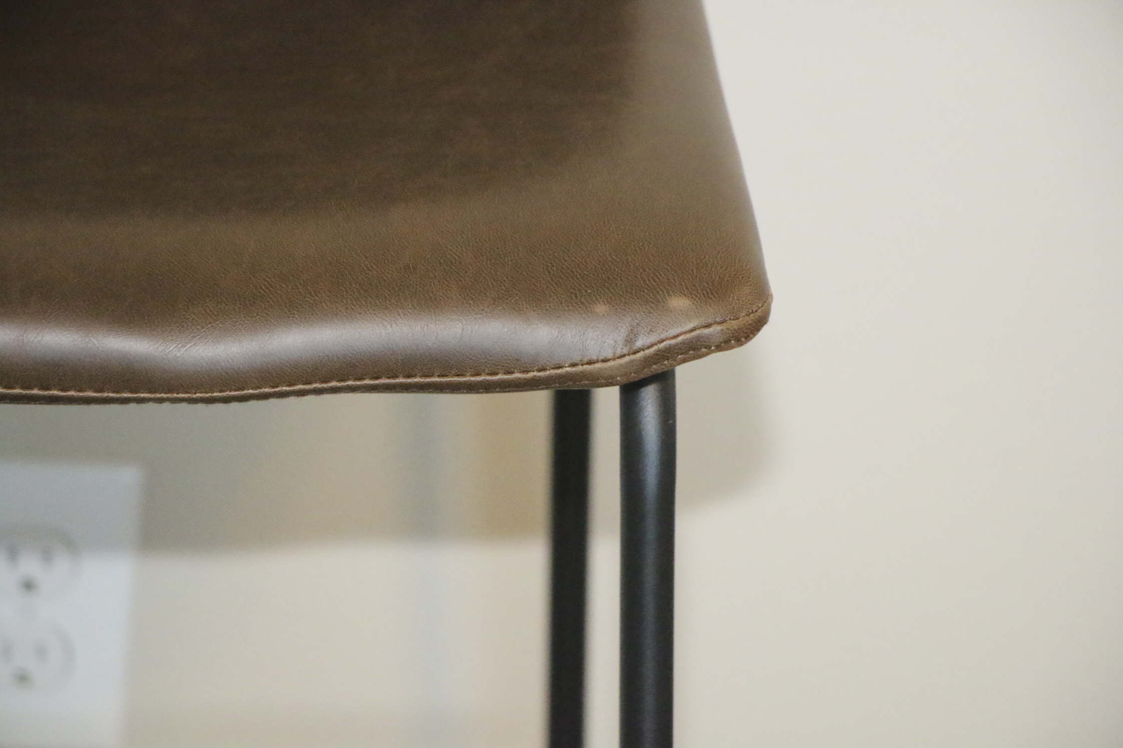 Modern Metal Barstools with Faux Leather Upholstery